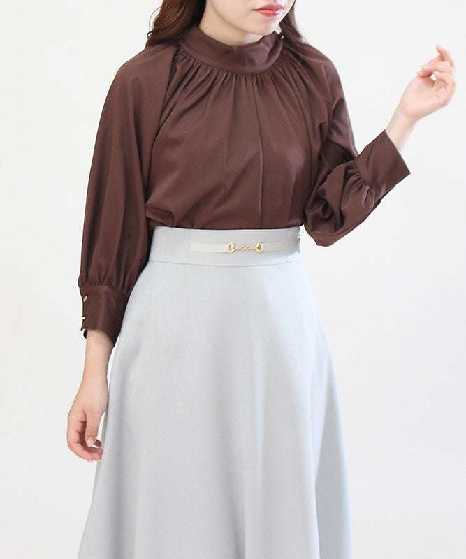 stand collar volume sleeve blouse