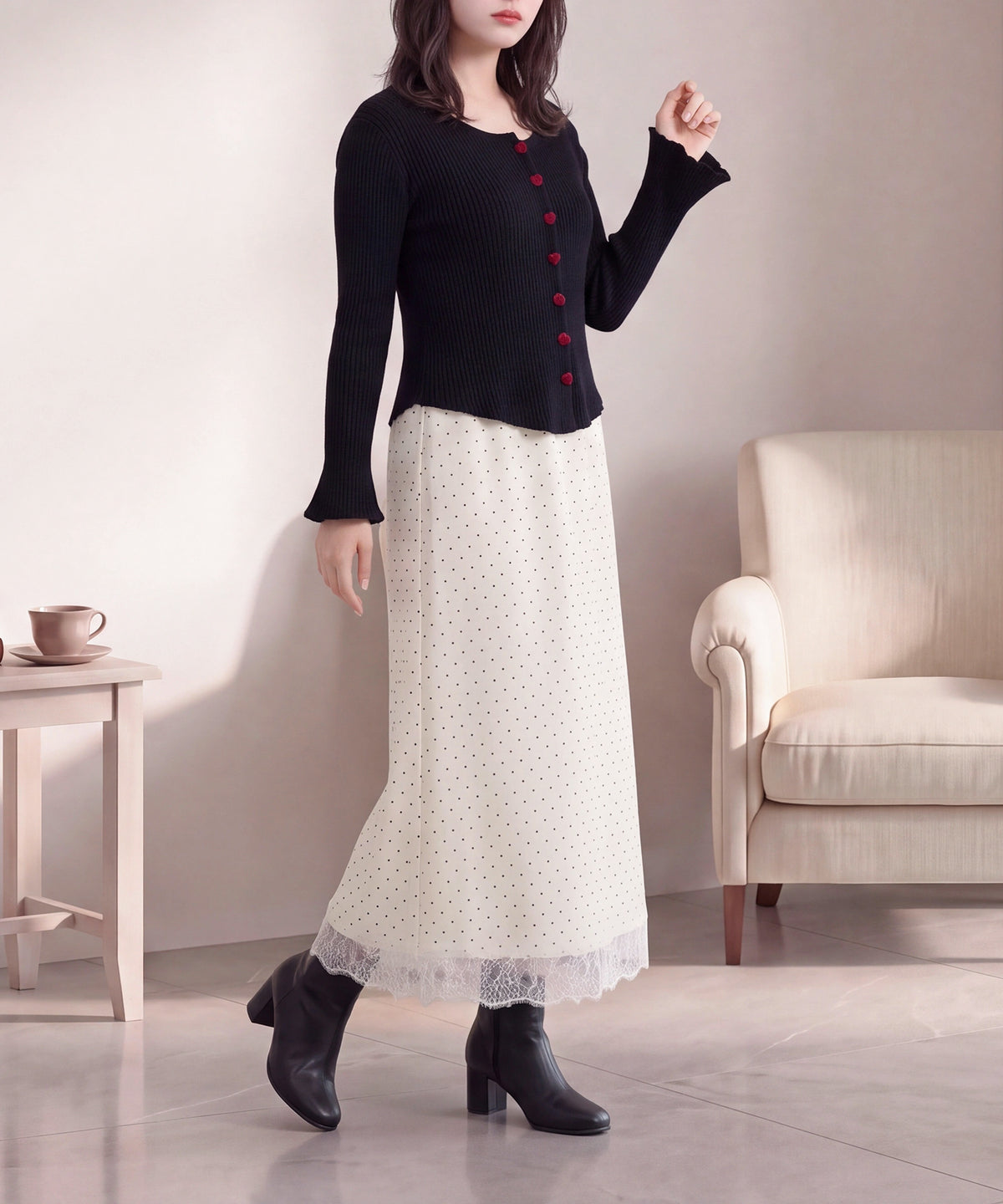 ブラック model：160cm　着用サイズ：M (AI画像)