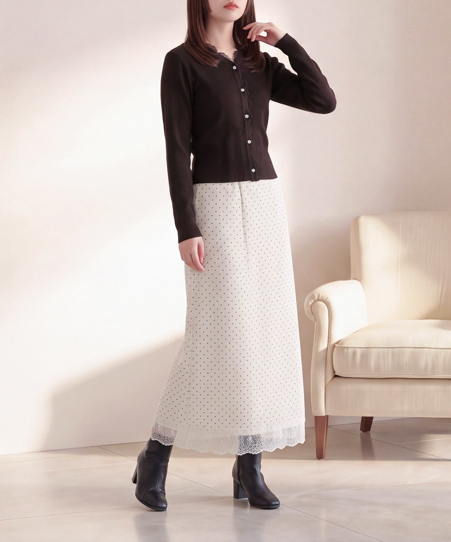 ブラウン model：160cm　着用サイズ：M (AI画像)