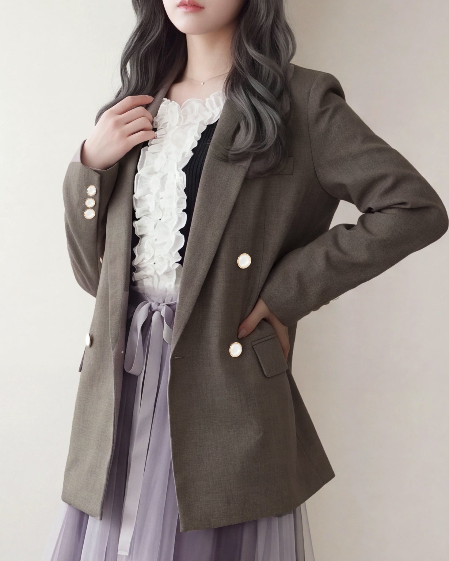 ブラウン(AI画像)　model：160　着用サイズ：M