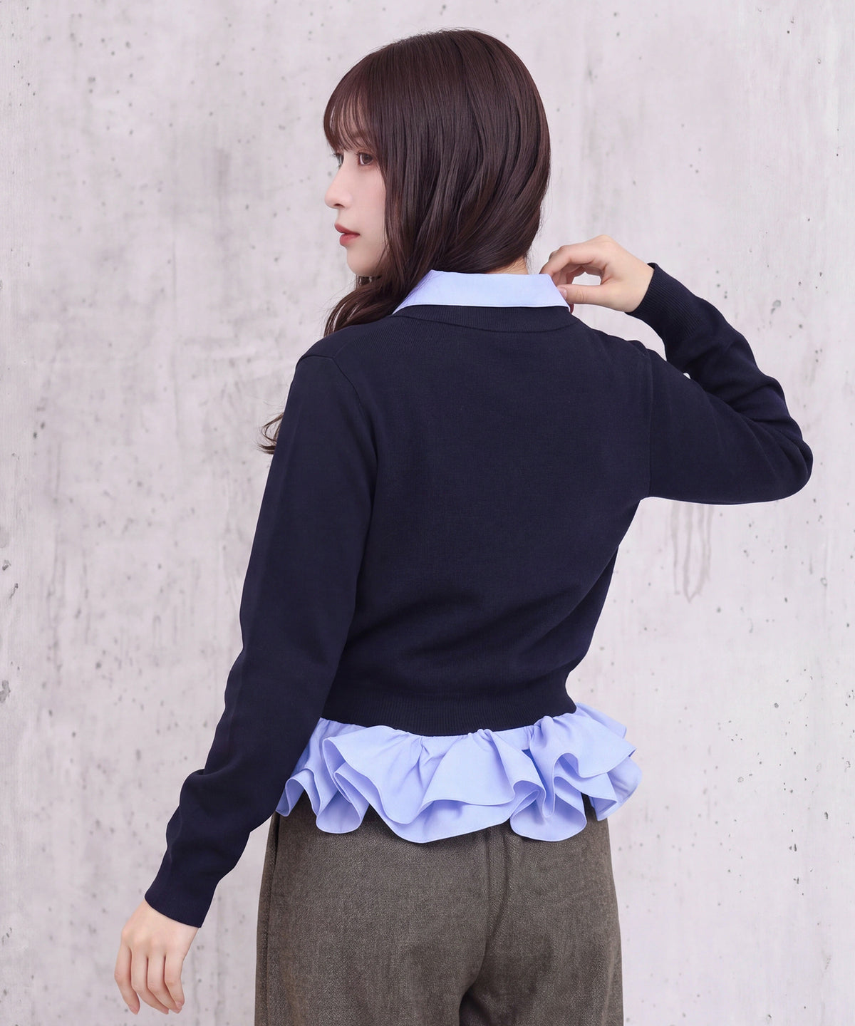 ブルー(無地)model:160cm 着用サイズ: M (AI画像)