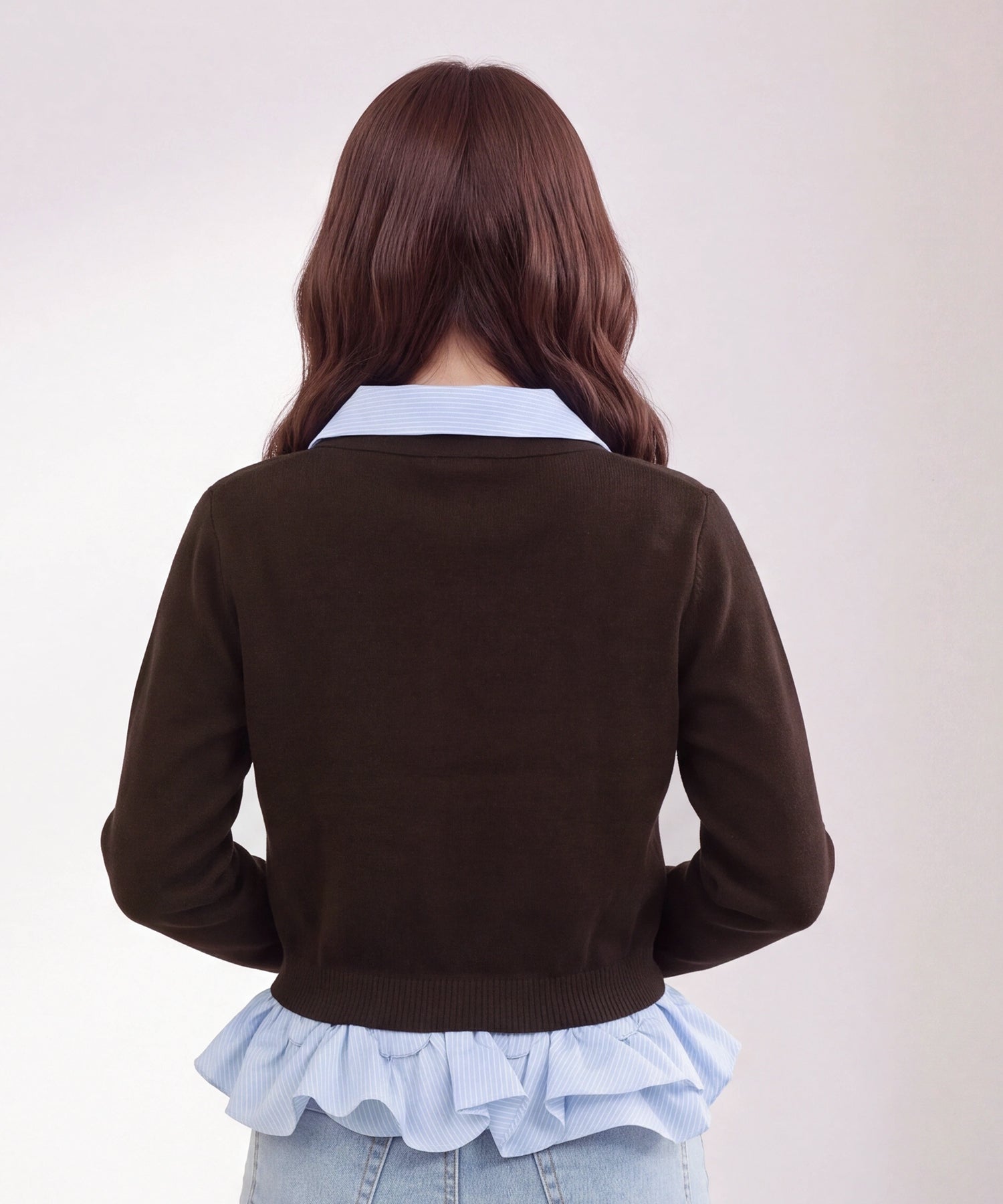 ブラウン(ストライプ) model:160cm 着用サイズ: M (AI画像)