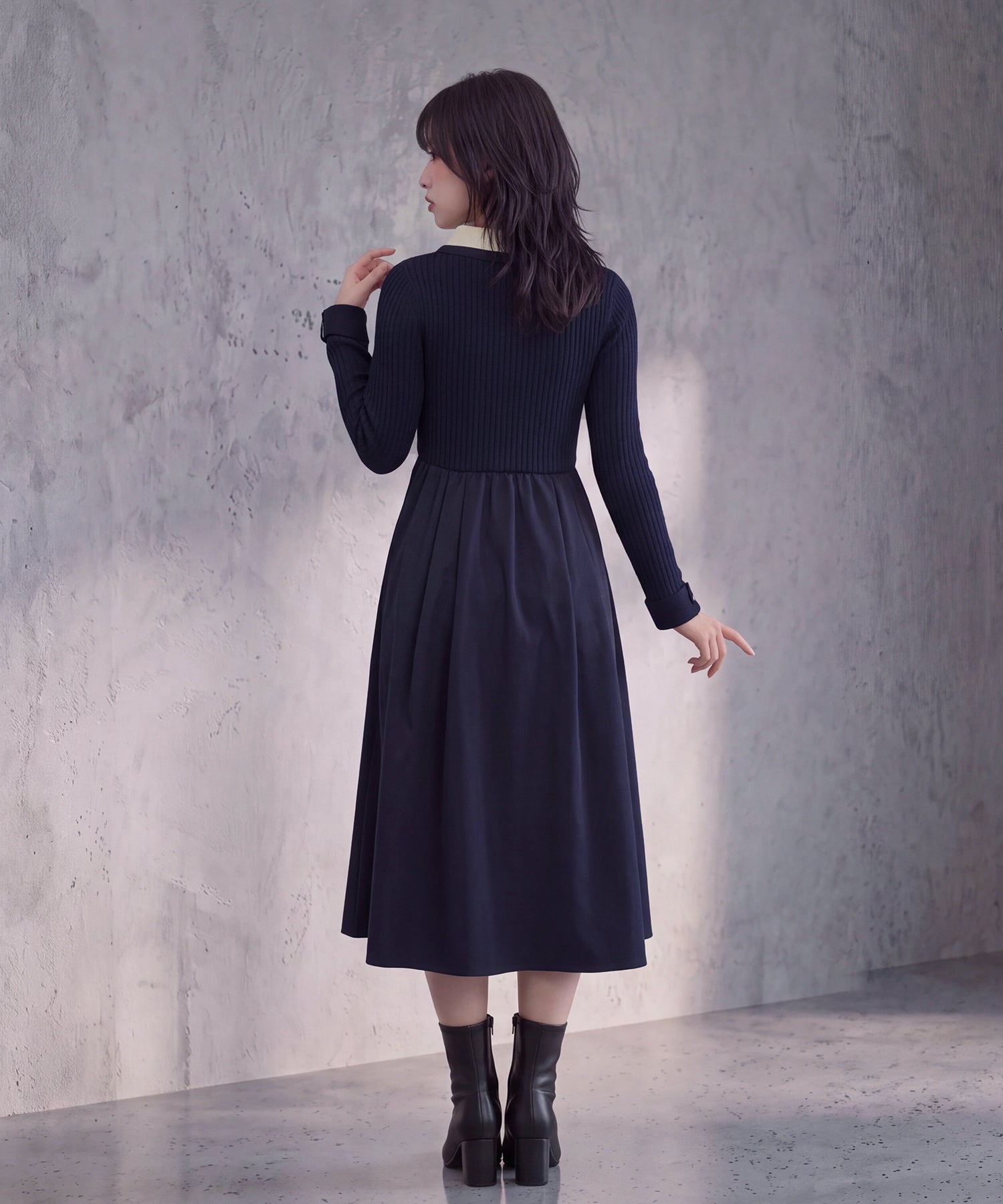 NEW】(先行入荷)ダブルカラーケーブルスポンディッシュワンピース