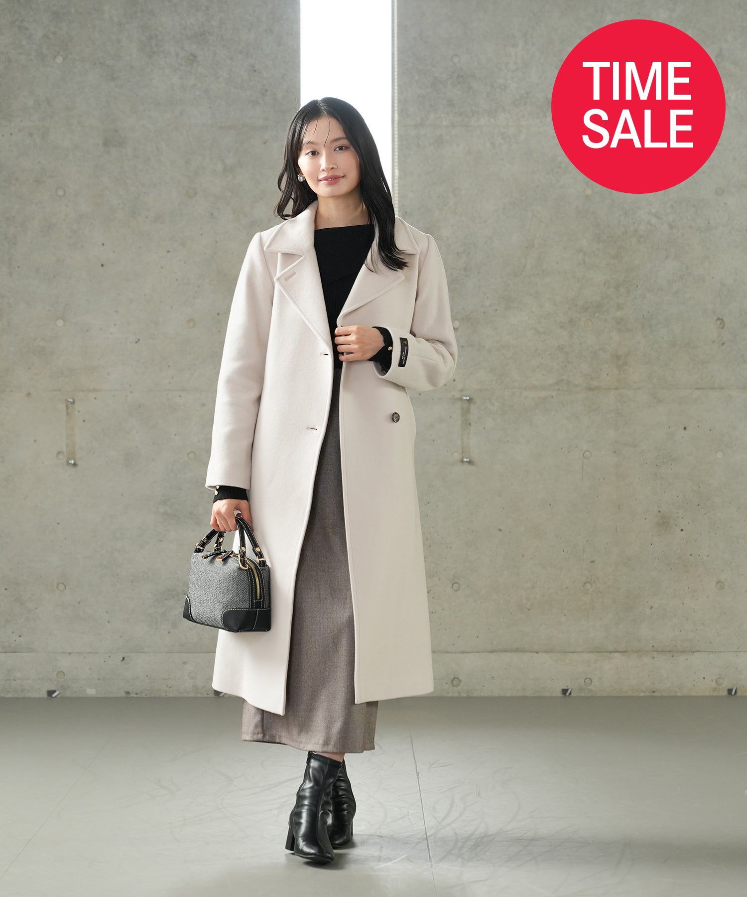 《TIME SALE》(尾州プレミアムウール)ベルテットテーラードコート