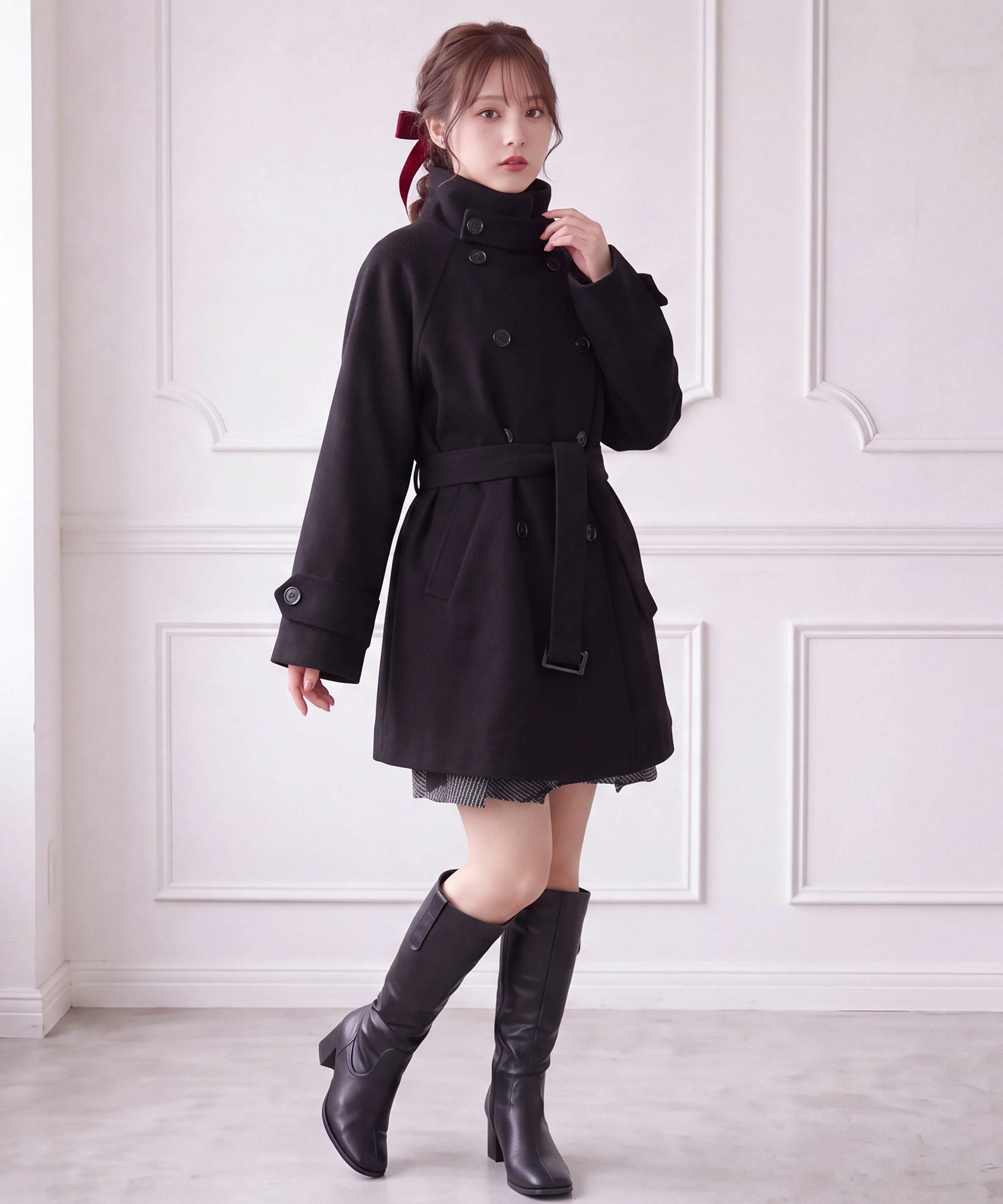 ブラック(AI画像)　model：160cm　着用サイズ：M