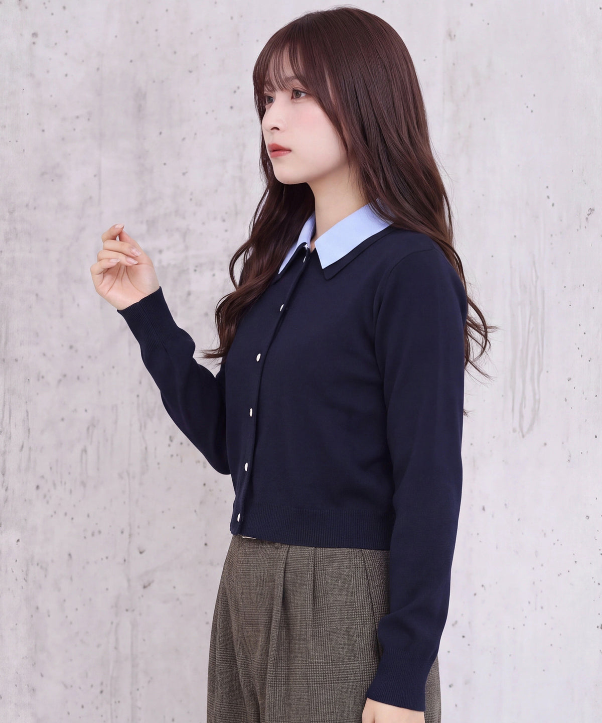ブルー(無地)※・フリル無し model:160cm 着用サイズ: M (AI画像)