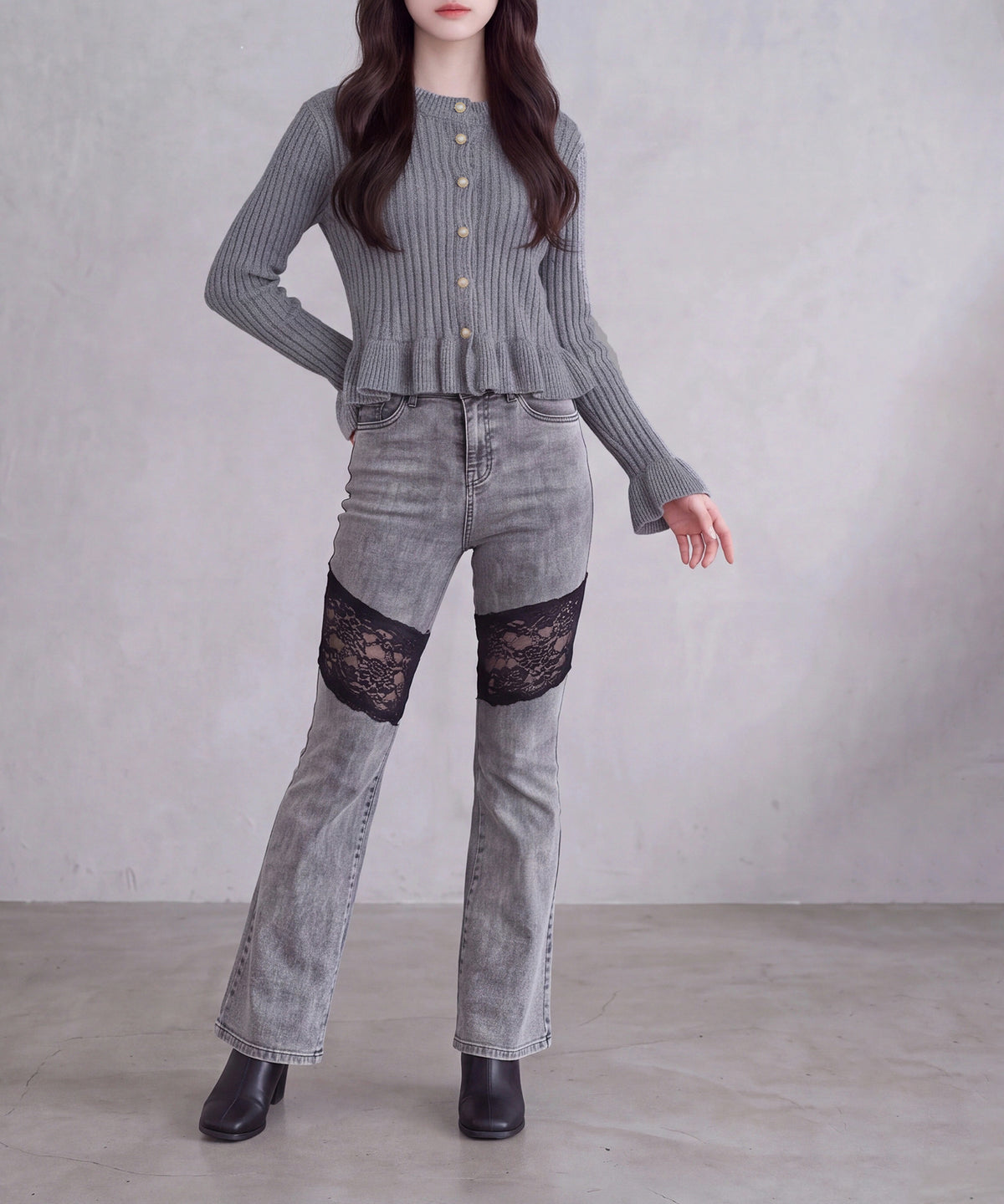 ライトグレー(AI画像) model：160cm 着用サイズ：M