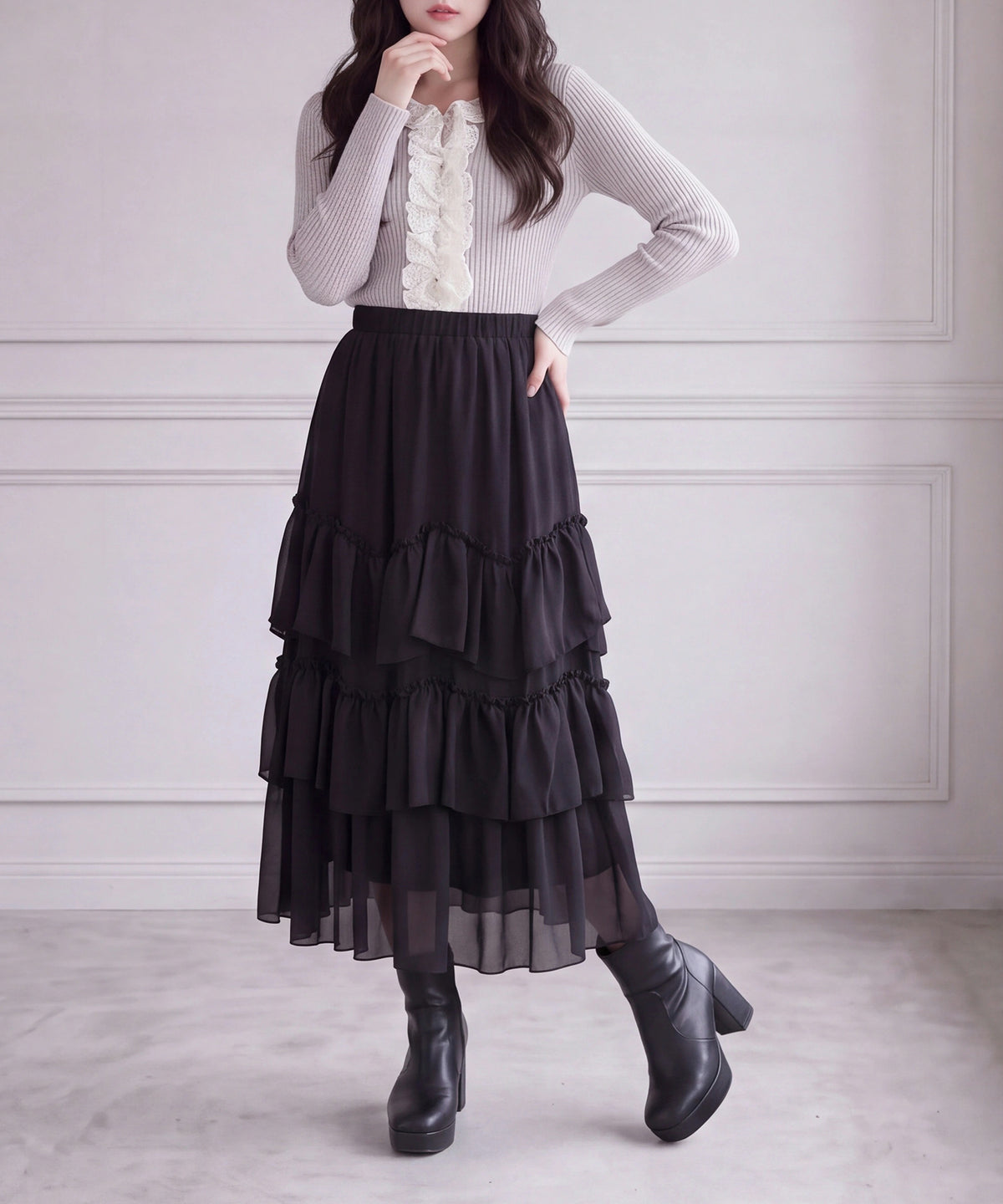 ブラック(AI画像)model：160cm　着用サイズ：M