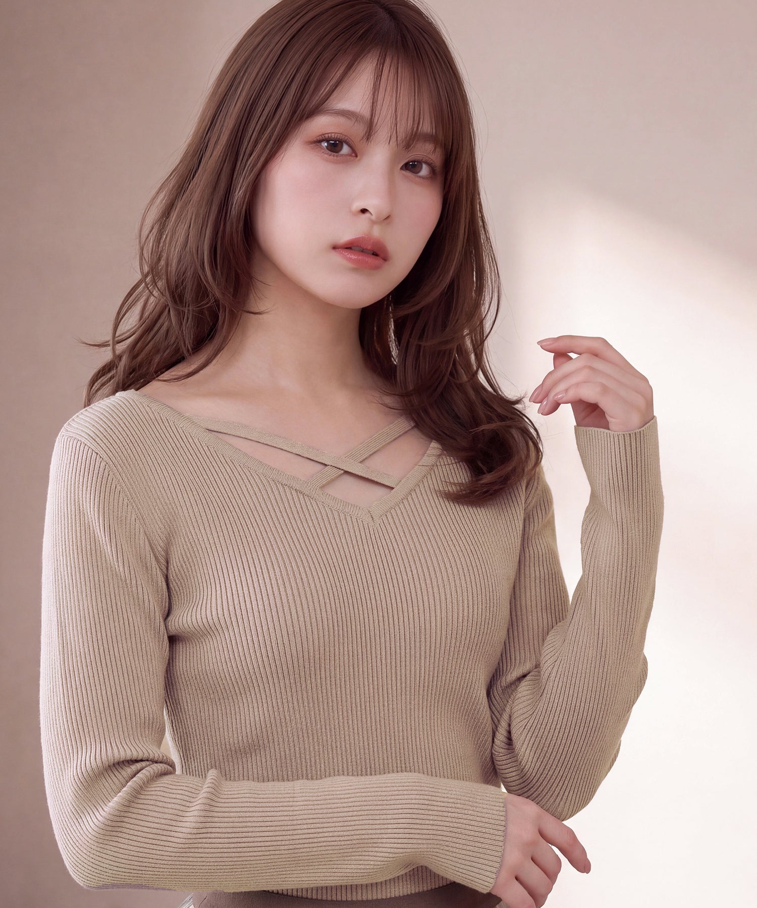ベージュ(AI画像) model：160cm 着用サイズ：M