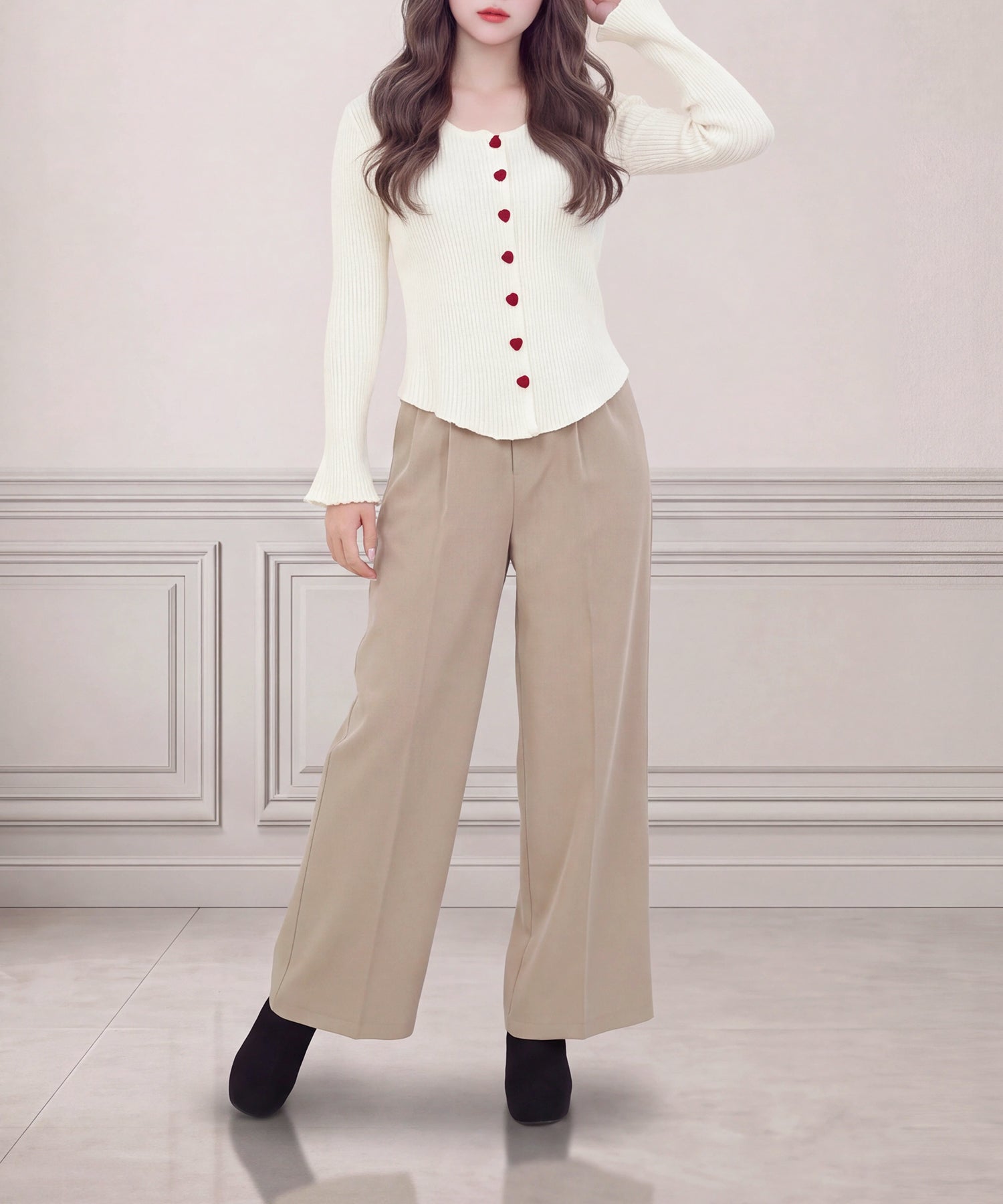 アイボリー model：160cm　着用サイズ：M (AI画像)