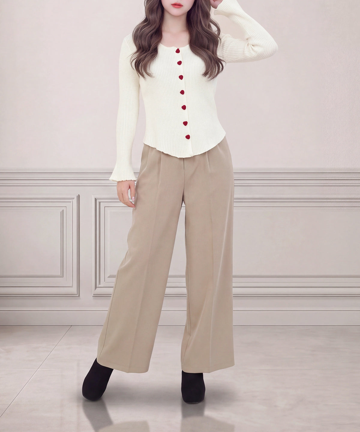 アイボリー model：160cm　着用サイズ：M (AI画像)