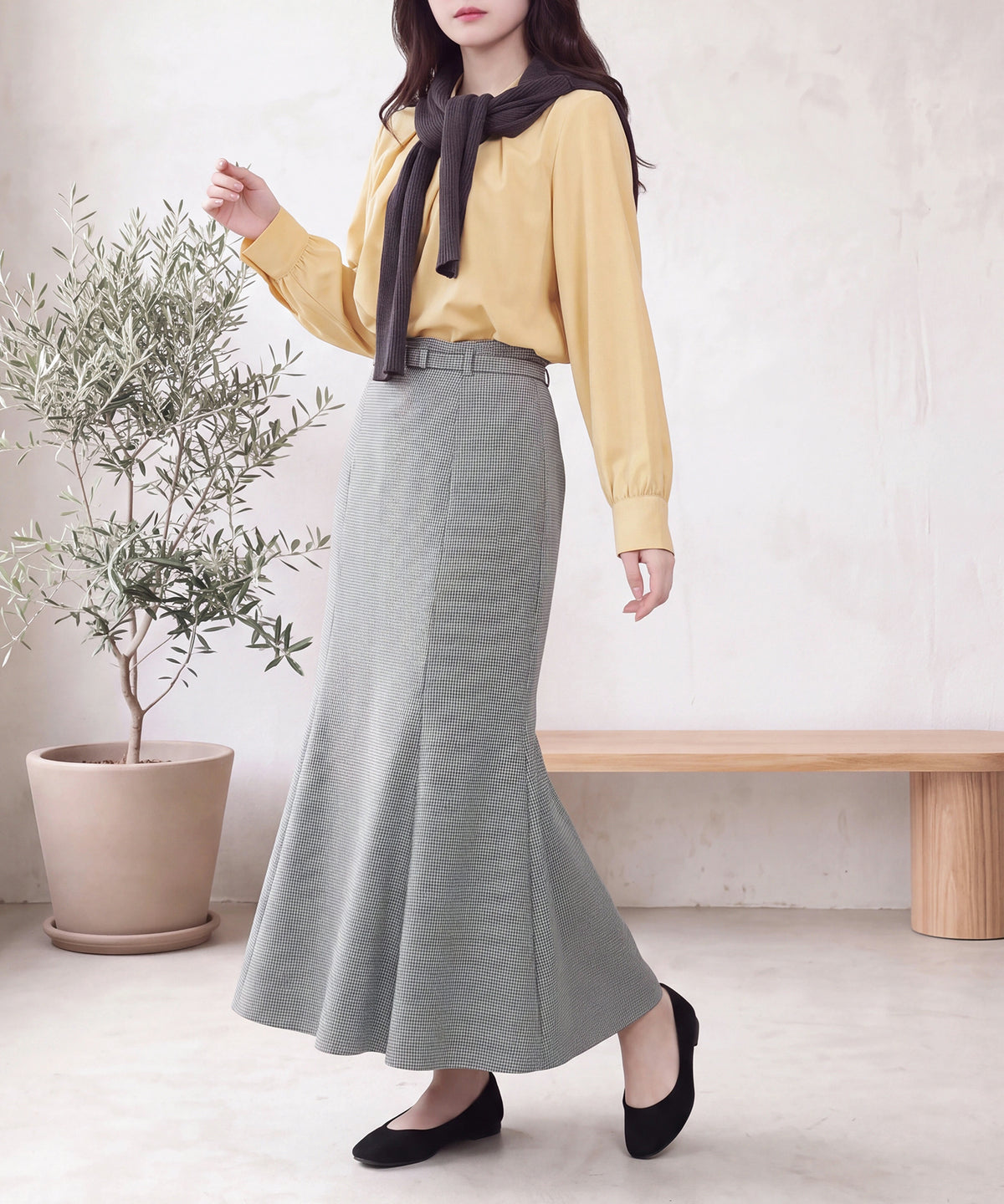 イエロー(AI画像) model：160cm 着用サイズ：M
