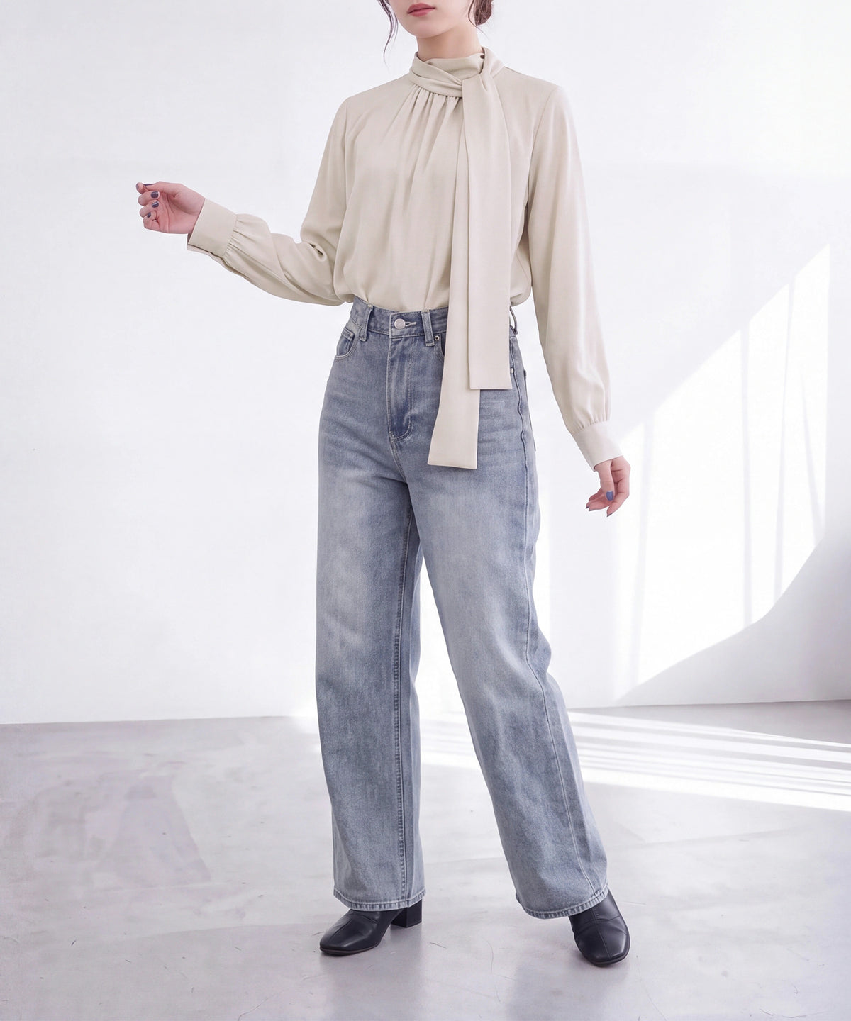 ベージュ(AI画像) model：160cm 着用サイズ：M