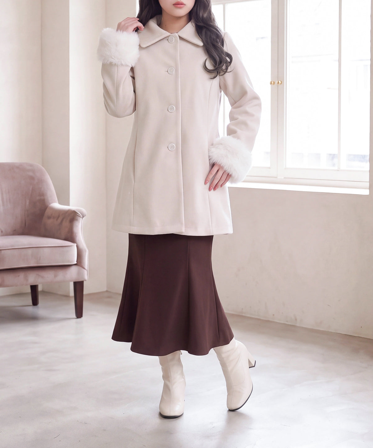 アイボリー(AI画像)　model：160　着用サイズ：M