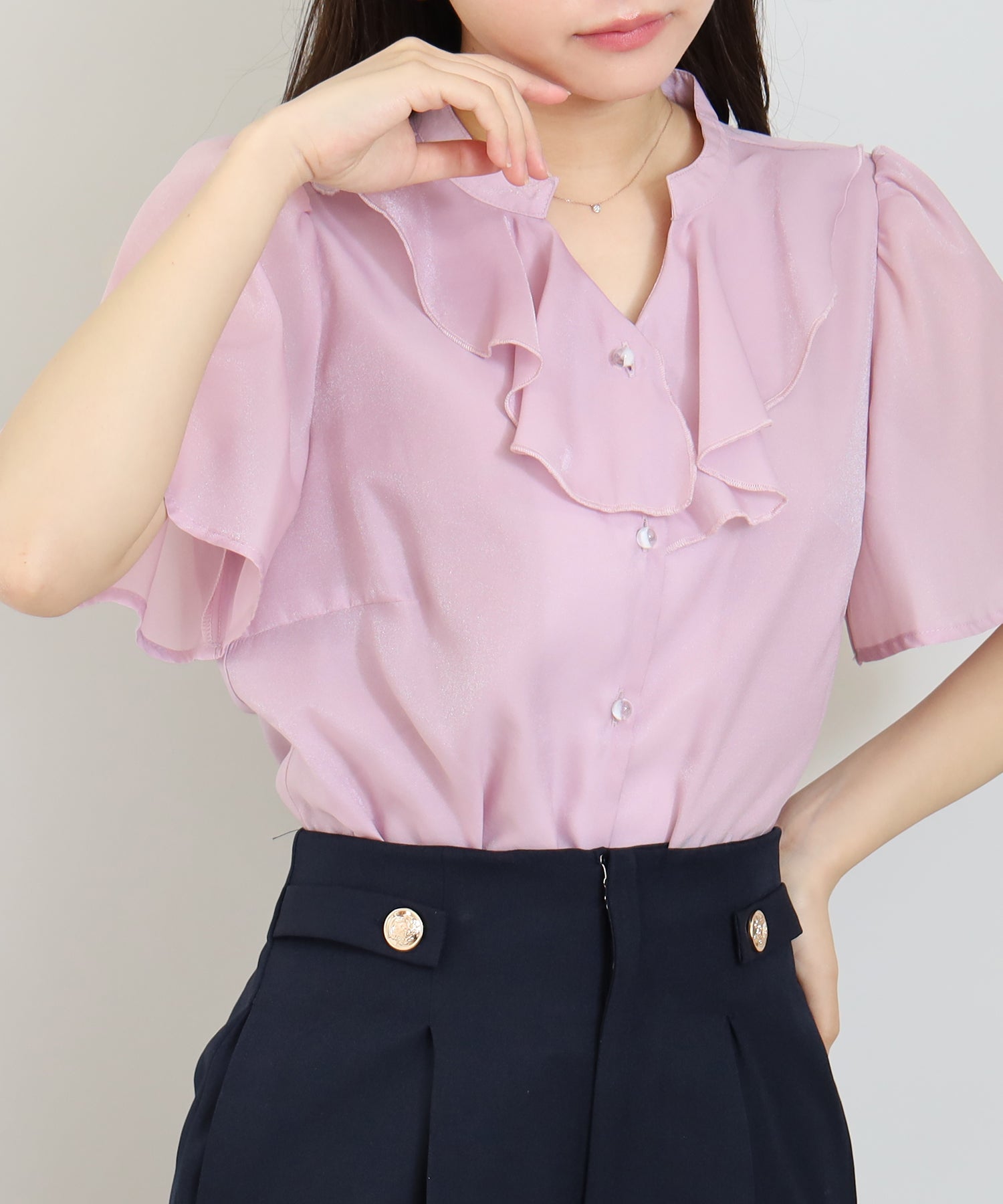 ピンクベージュ　model:156cm  着用サイズ：M