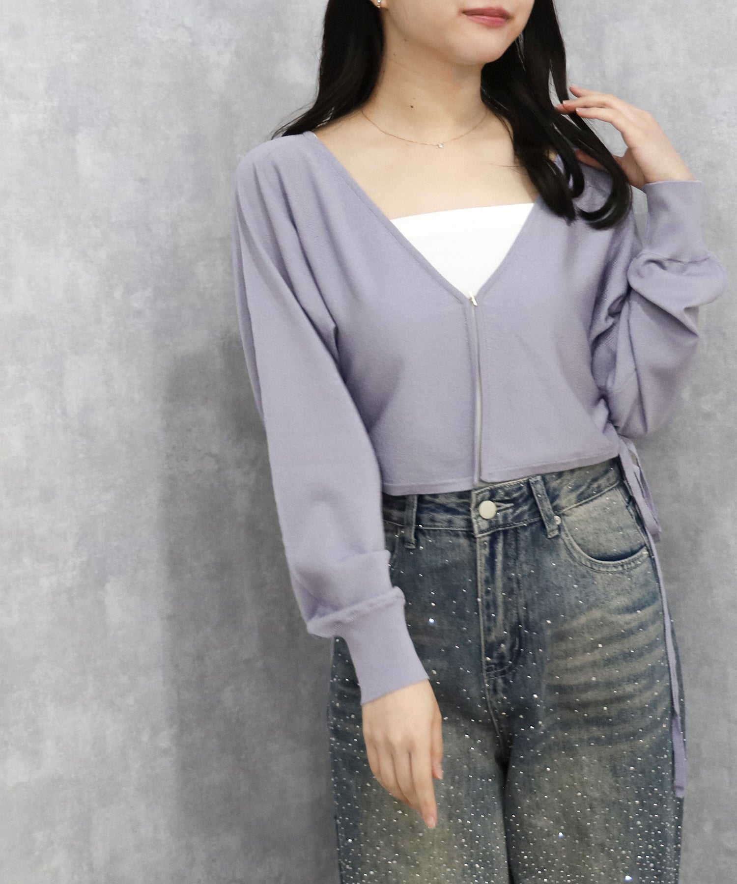 【NEW】ドロストサイドリボンショートカーディガン