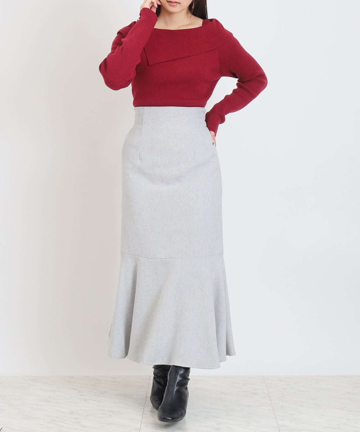 ライトグレー　model:160cm  着用サイズ：M