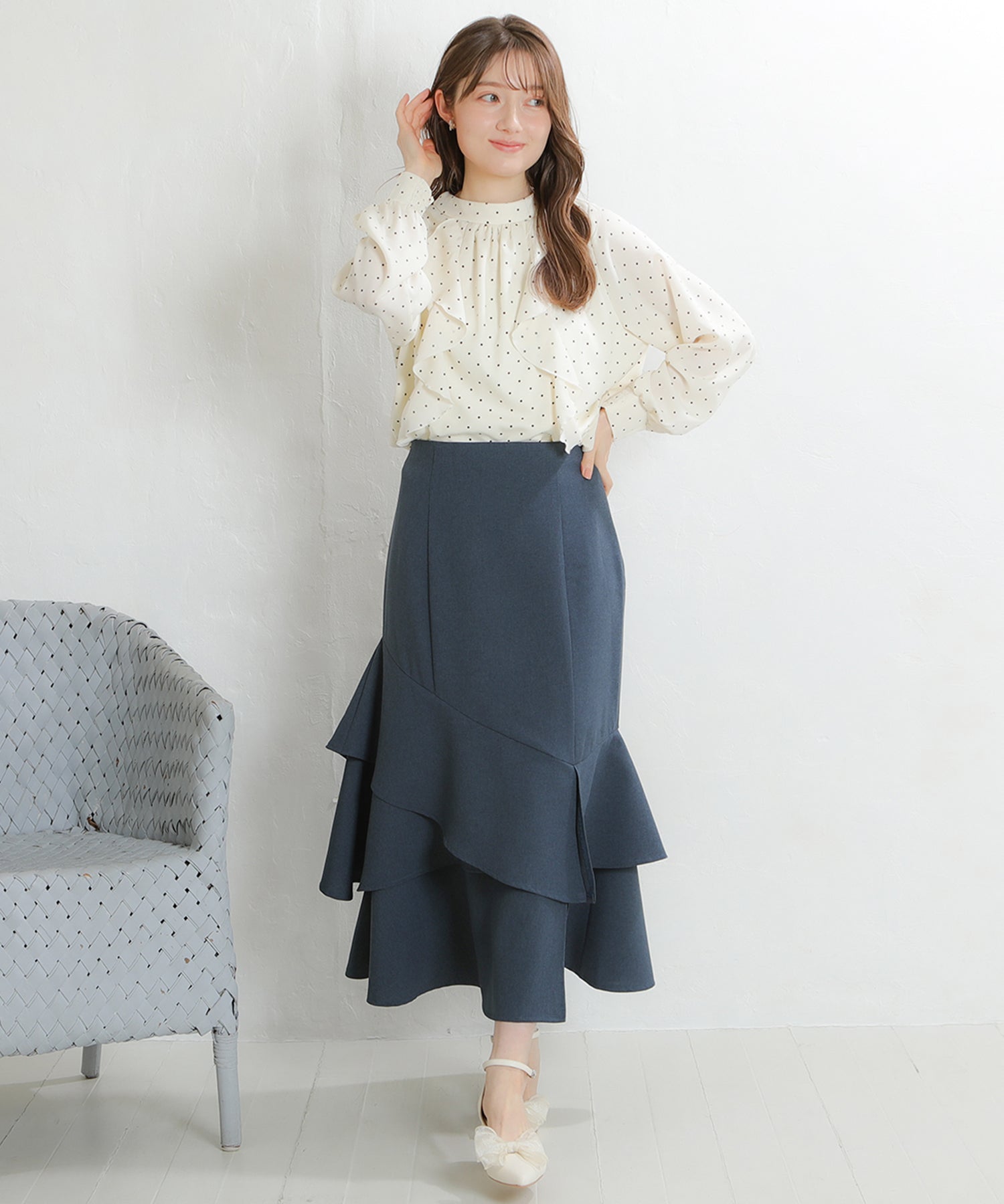 インディゴブルー　model：163　着用サイズ：M