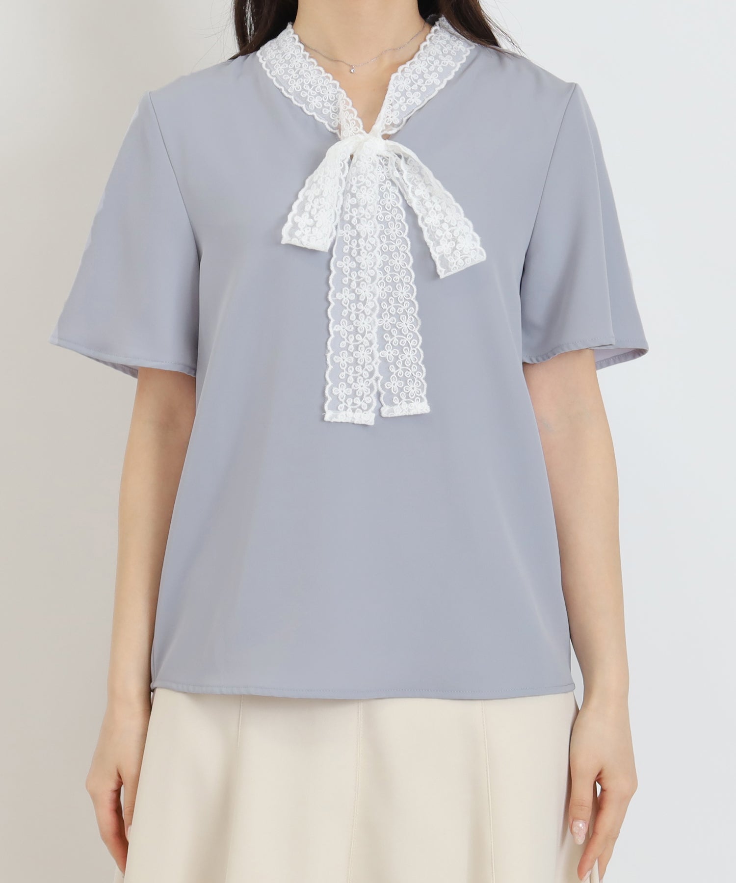 【NEW】レースリボンタイブラウス