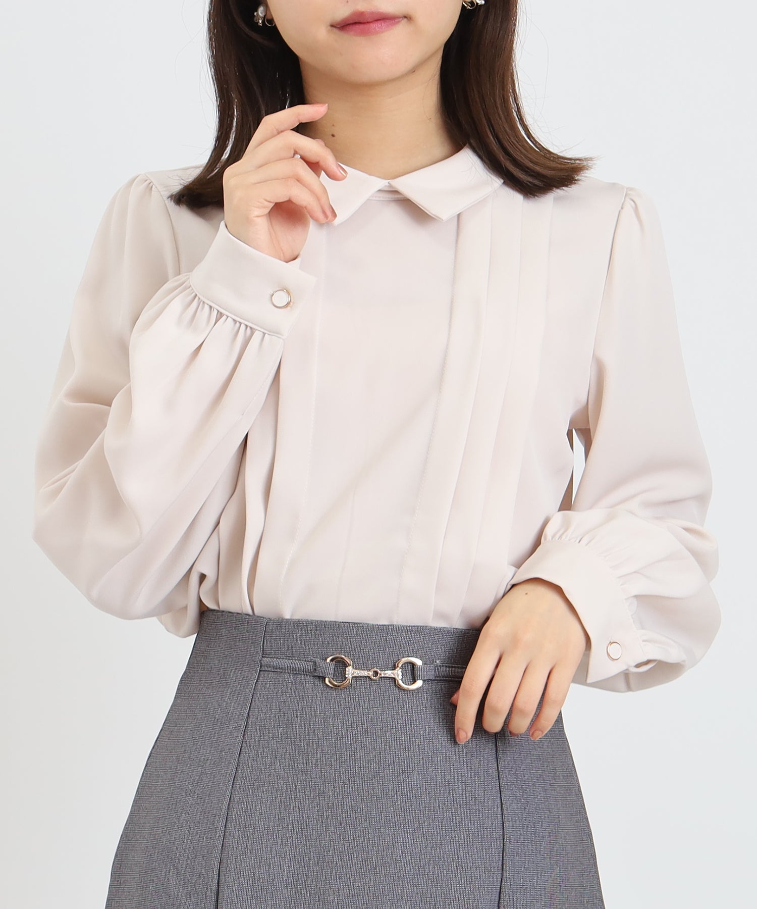 ピンクベージュ　model:156cm  着用サイズ：M