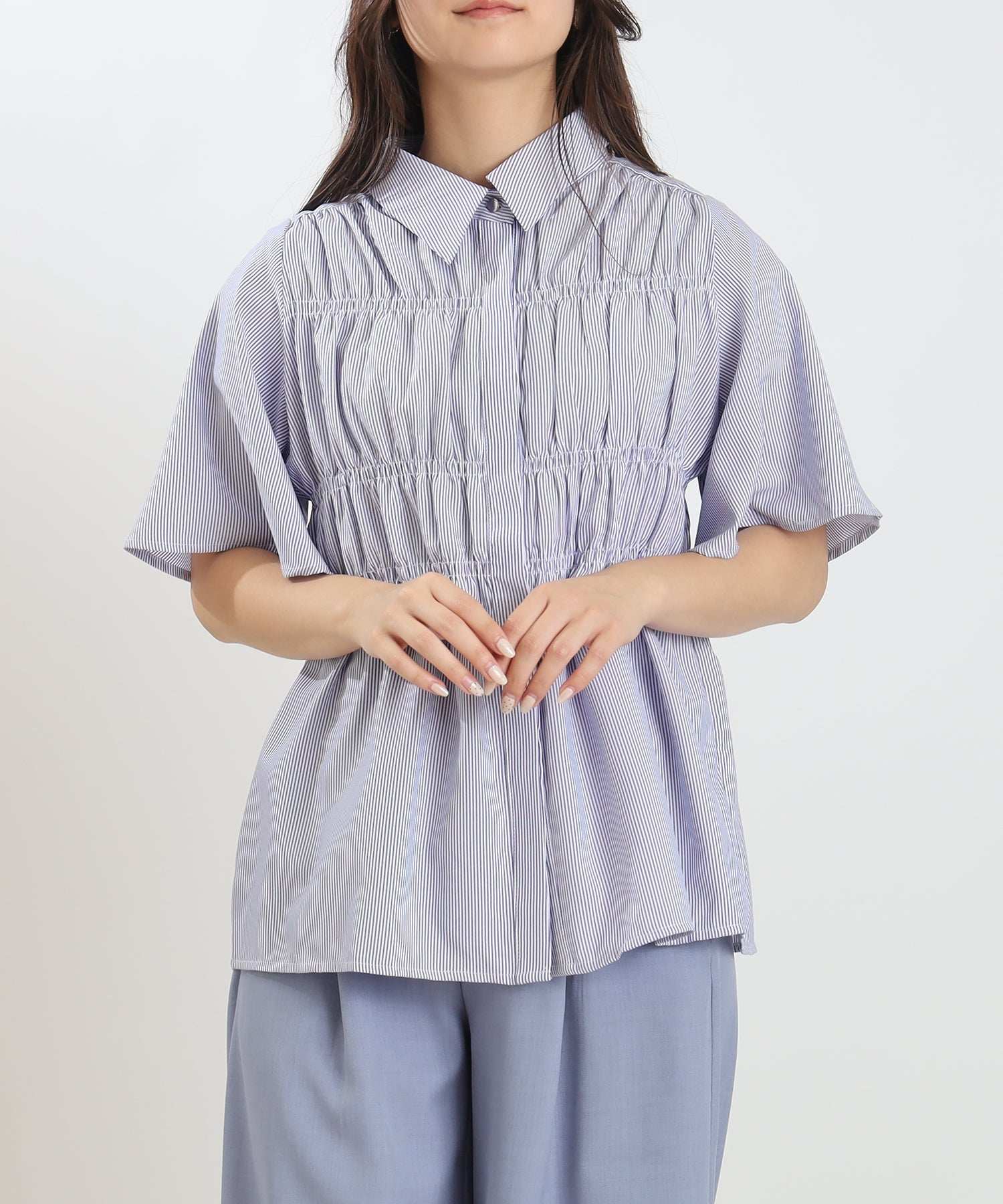 ブルー(ストライプ)　model：160　着用サイズ：M