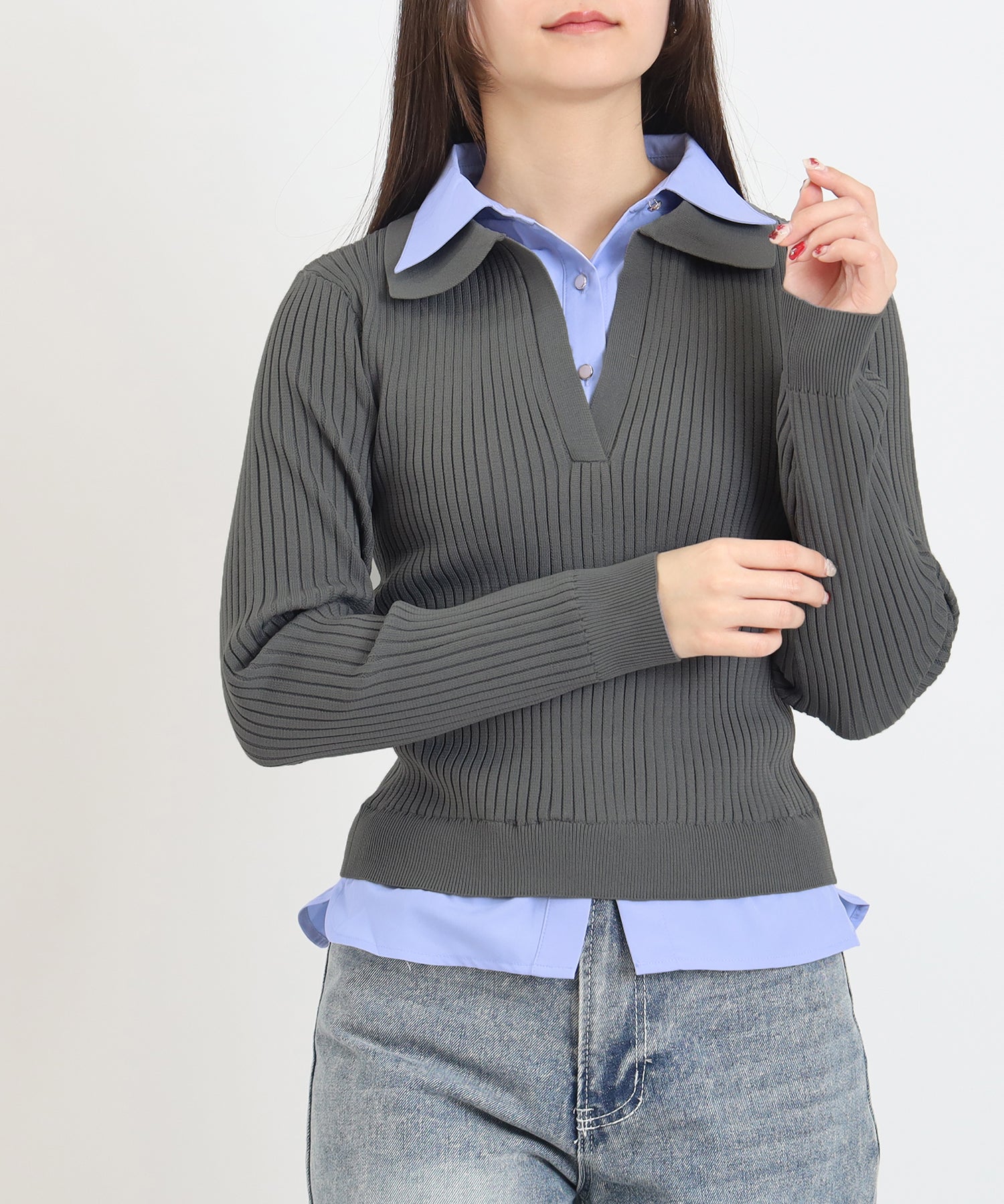 ライトグレー　model：160　着用サイズ：M