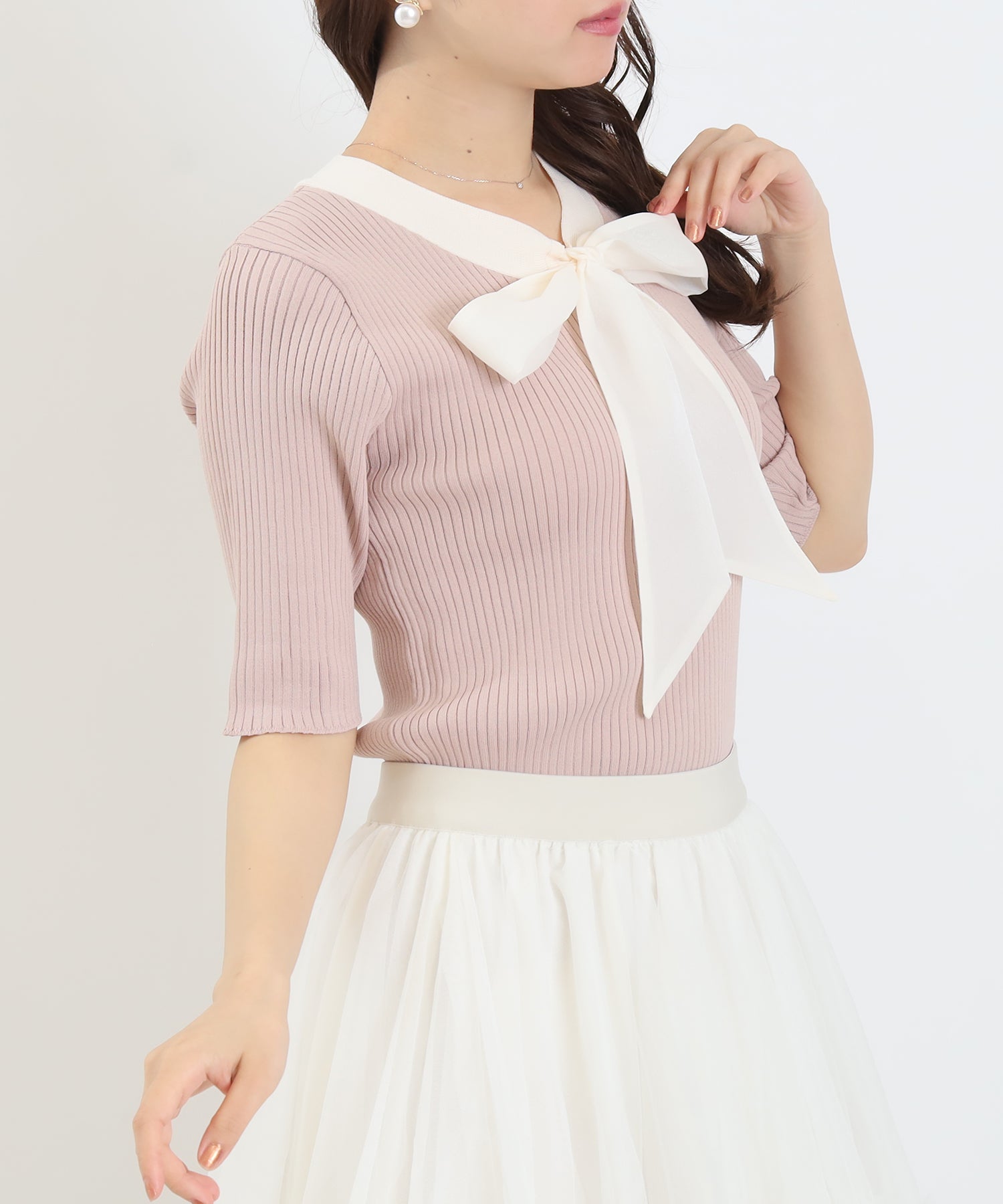 ピンクベージュ　model：156　着用サイズ：M