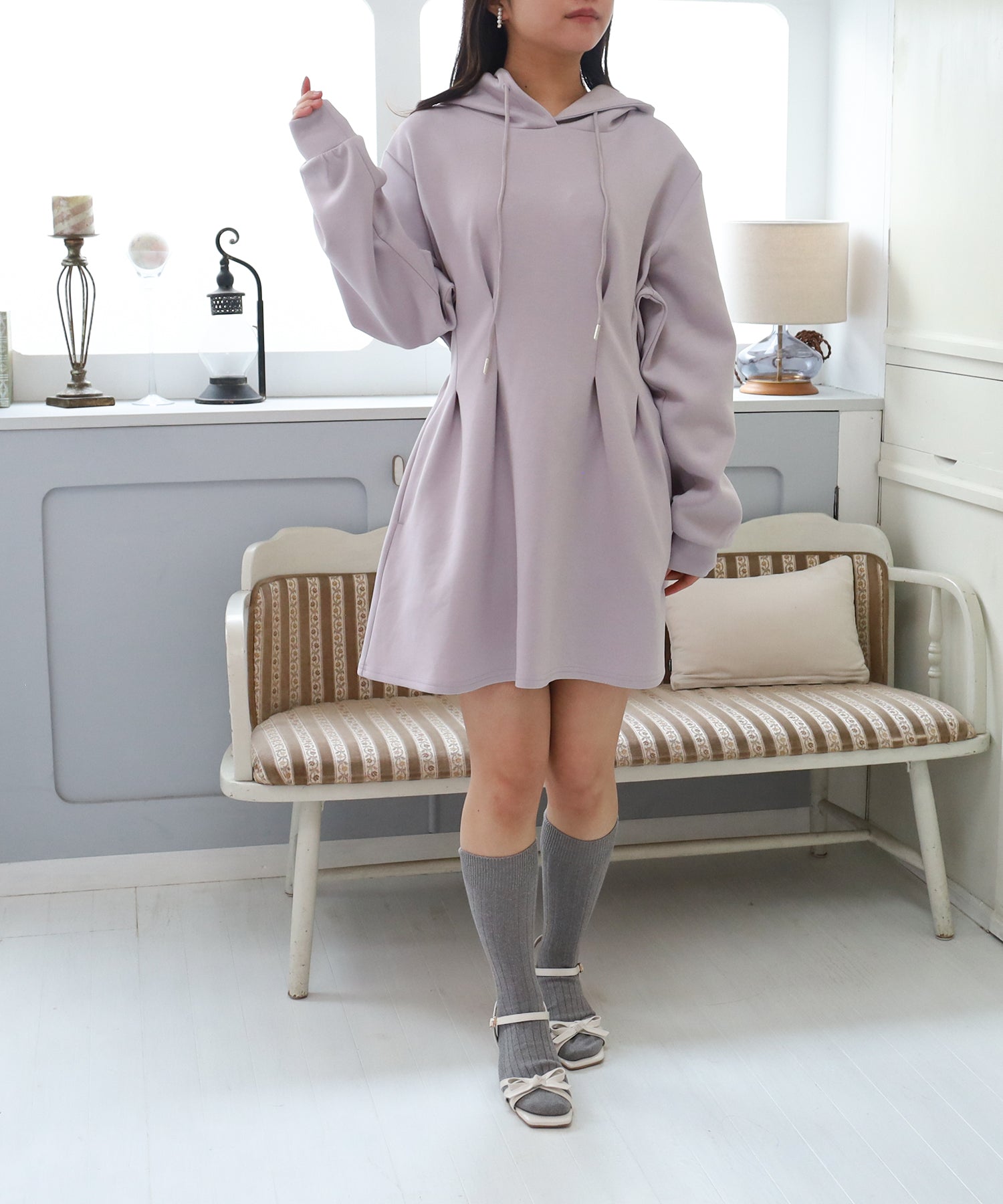 美品☆サンドレスムーン レディース パーカー スフレタッチミニパーカーワンピース