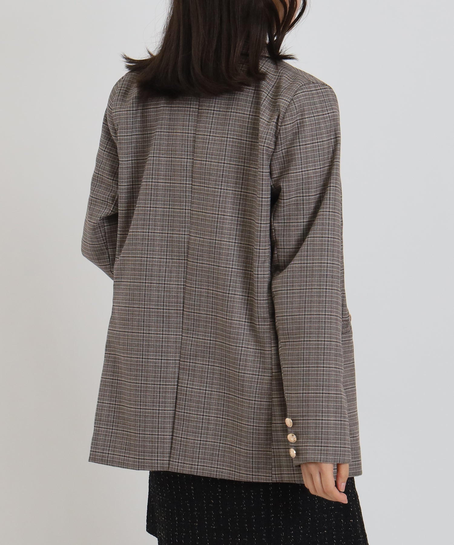 金釦チェックダブルブレストジャケット