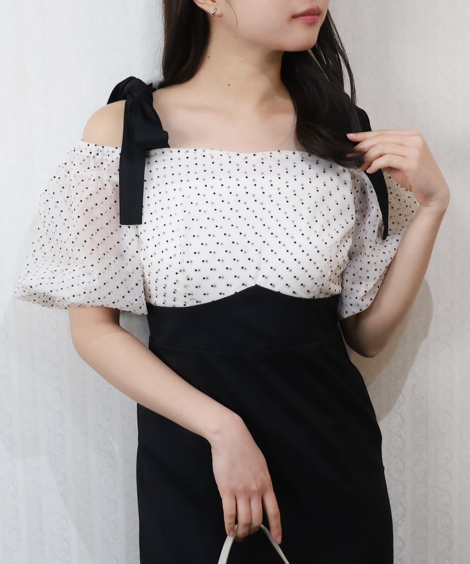 ベージュ×ブラック　model：156　着用サイズ：M
