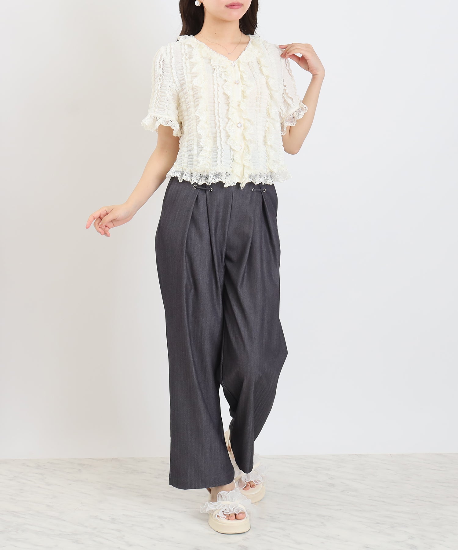 アイボリー　model:156cm  着用サイズ：M
