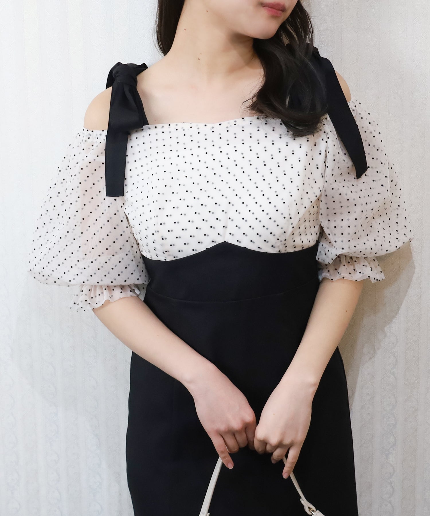 ベージュ×ブラック　model：156　着用サイズ：M