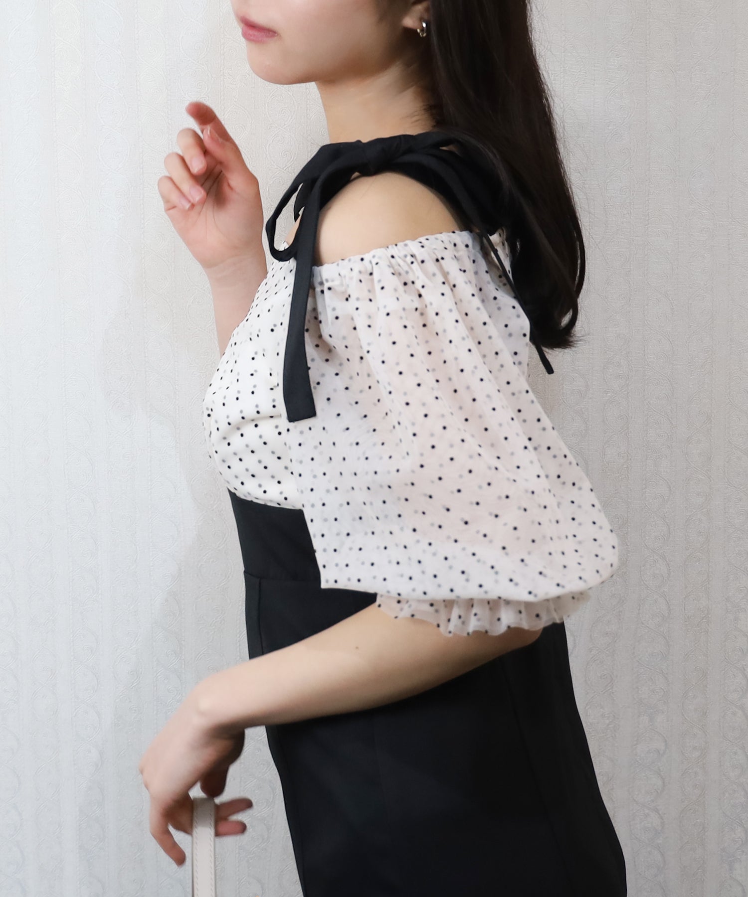 ベージュ×ブラック　model：156　着用サイズ：M