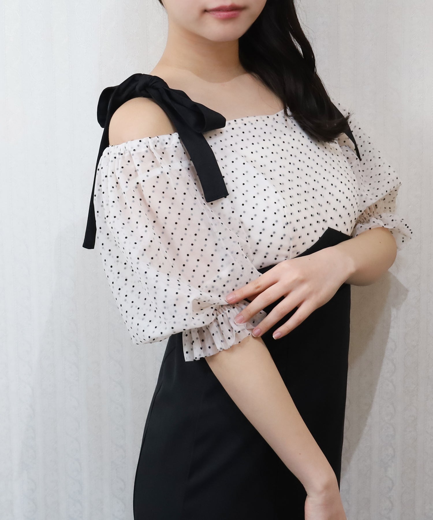 ベージュ×ブラック　model：156　着用サイズ：M