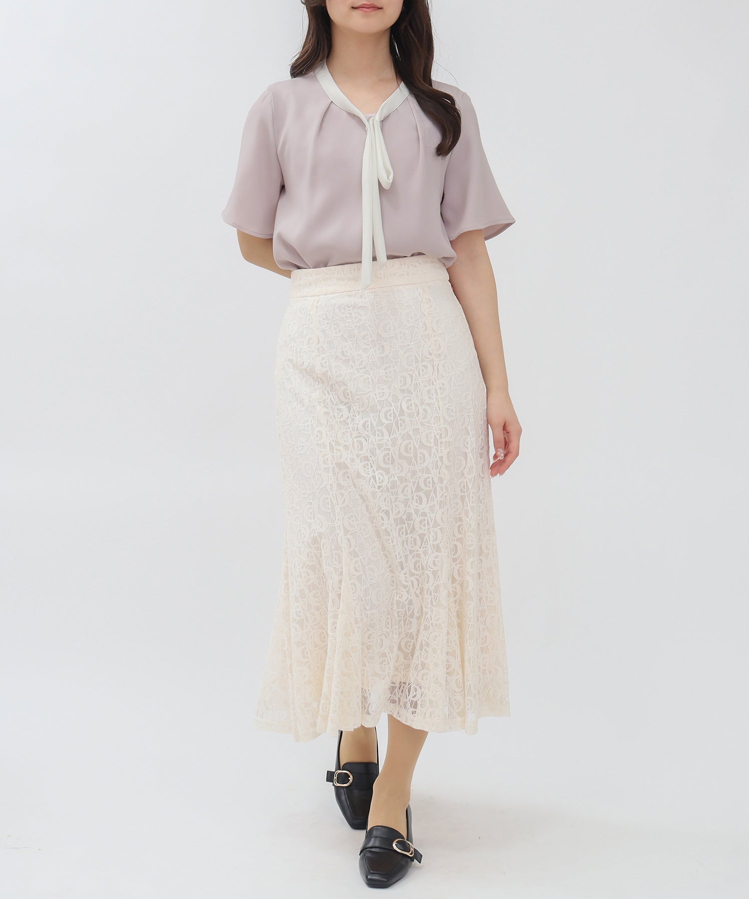 ピンクベージュ　model:160cm  着用サイズ：M