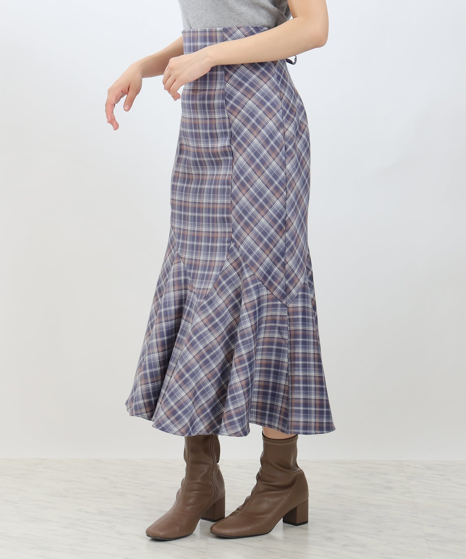 ブルー(チェック) model：156㎝ 着用サイズ：S