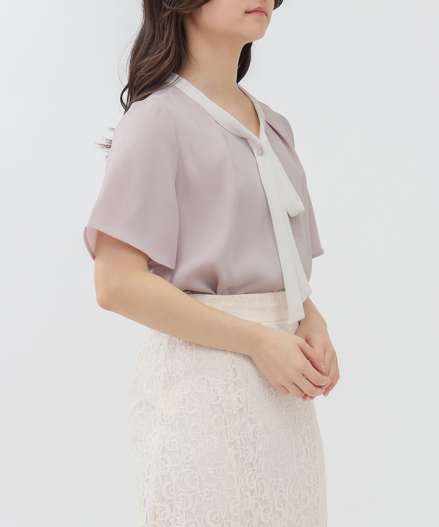 ピンクベージュ　model:160cm  着用サイズ：M