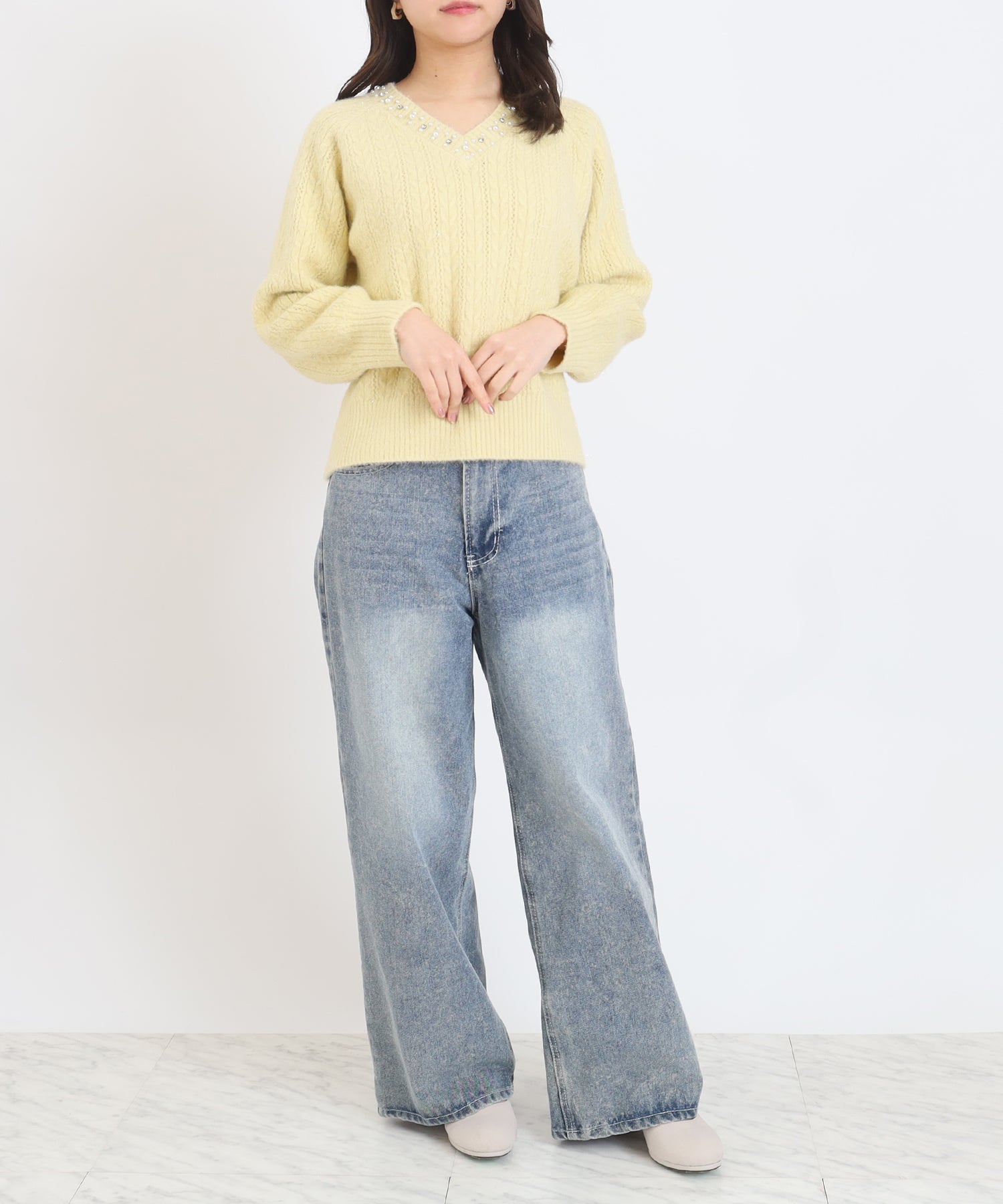 イエロー　model:156cm  着用サイズ：M