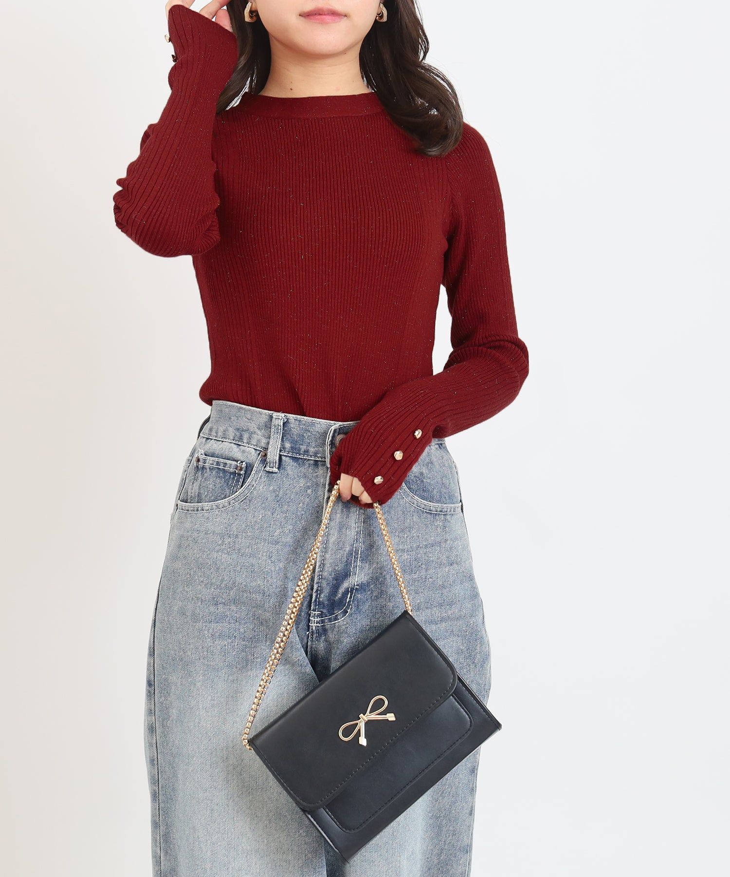 ワインレッド　model：156　着用サイズ：M