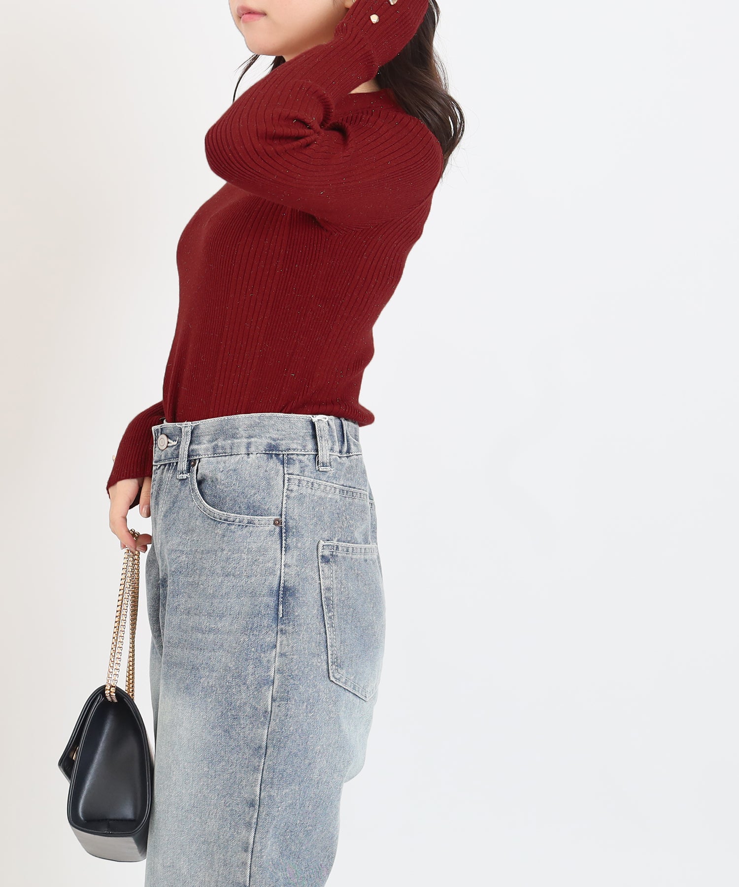 ワインレッド　model：156　着用サイズ：M