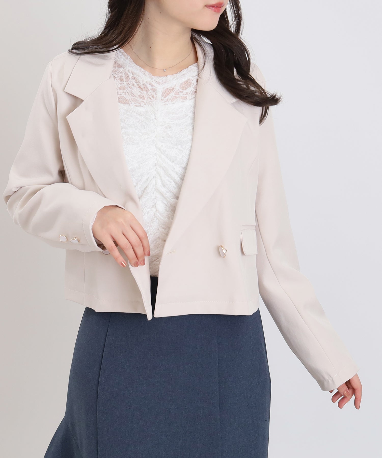 ピンクベージュ　model：156　着用サイズ：M