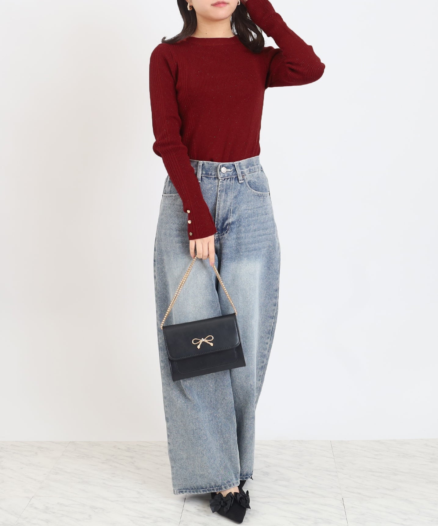 ワインレッド　model：156　着用サイズ：M