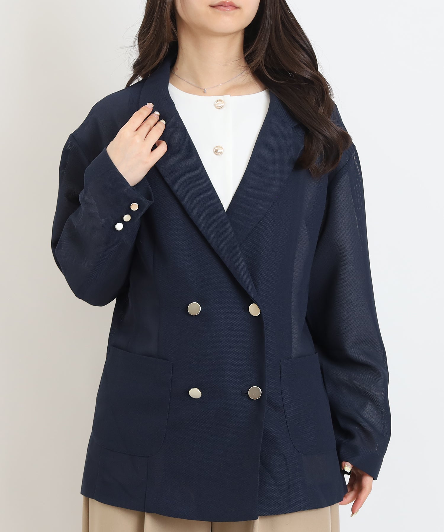 メッシュダブルブレストジャケット