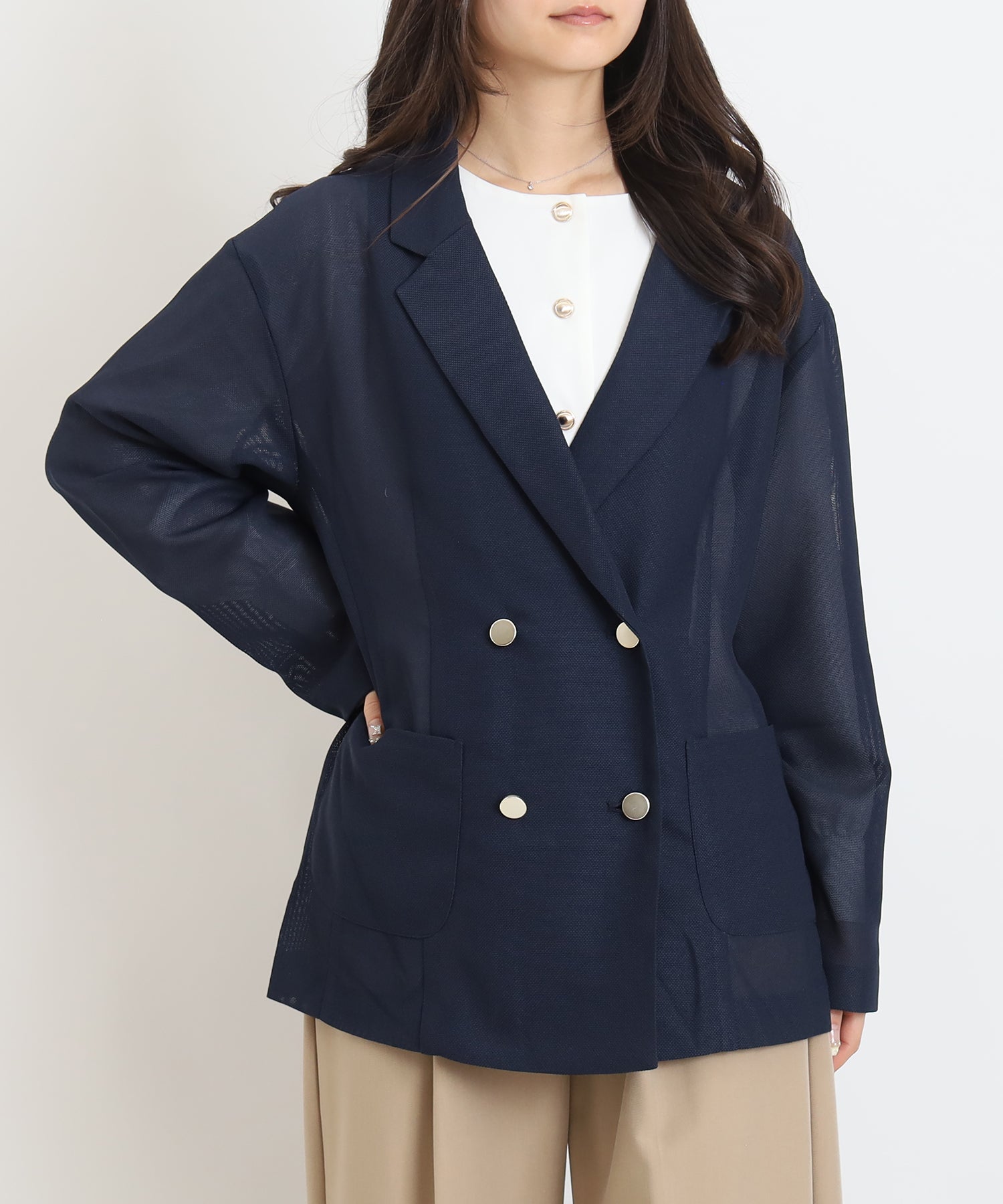 ネイビー　model:160cm  着用サイズ：M