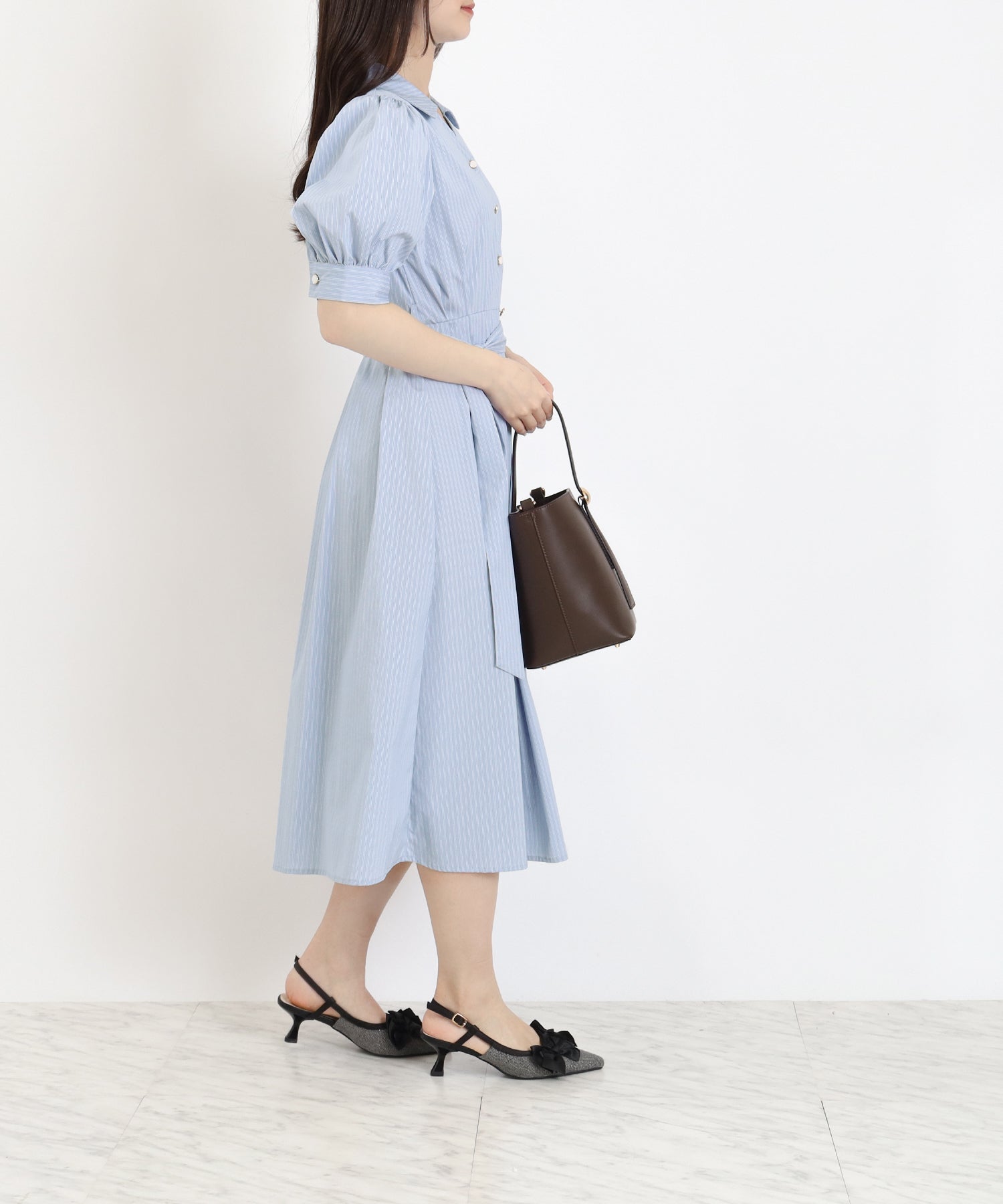 NEW】ストライプシャツワンピース