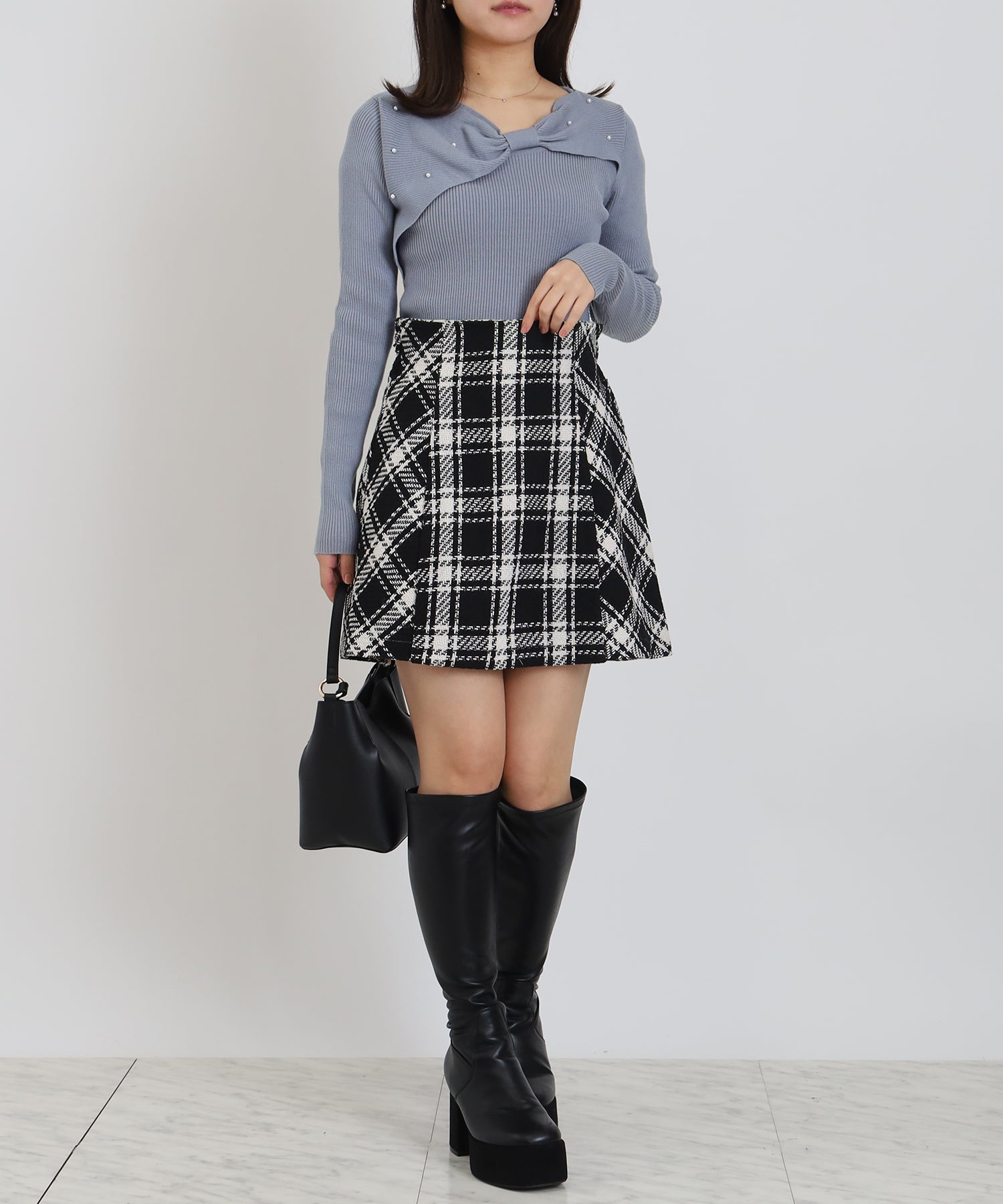 ダスティーブルー　model:156cm  着用サイズ：M