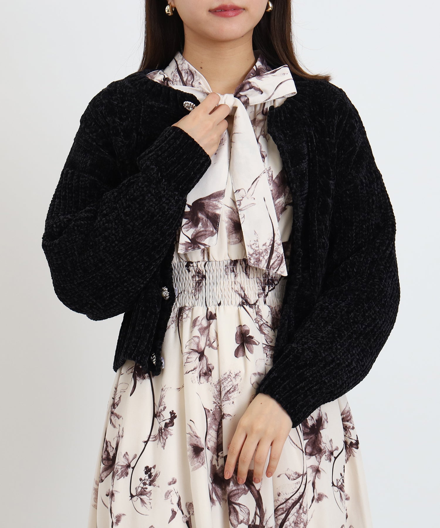 ベロアモールアソートボタンカーディガン