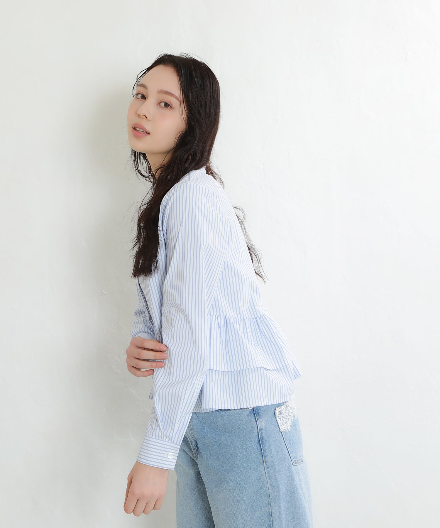 ホワイト×ブルー(ストライプ柄)