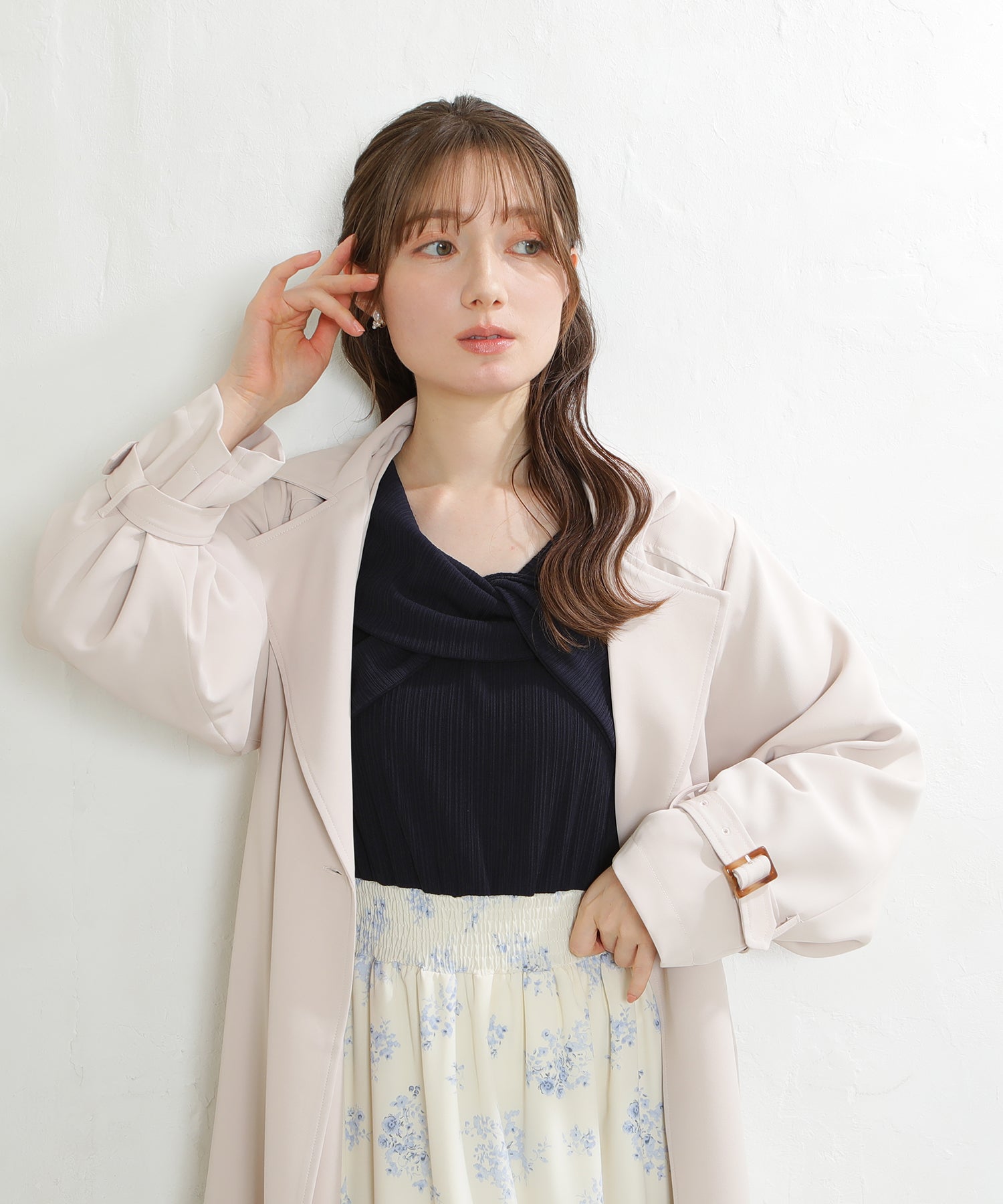 ピンクベージュ　model：163　着用サイズ：M