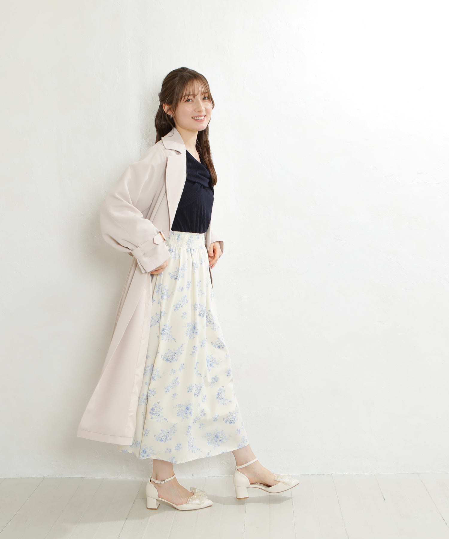 ピンクベージュ　model：163　着用サイズ：M